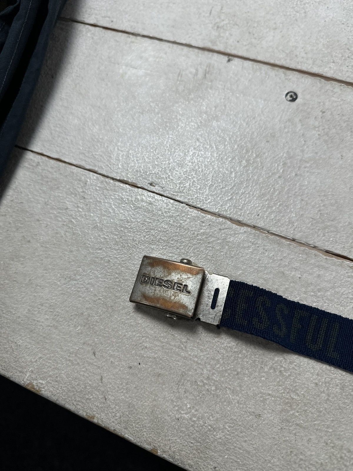 Diesel 🚨 VINTAGE AVANT GARDE DIESEL BELT LOGO OPIUM BLUE COTTON Size ONE SIZE - 2 Thumbnail