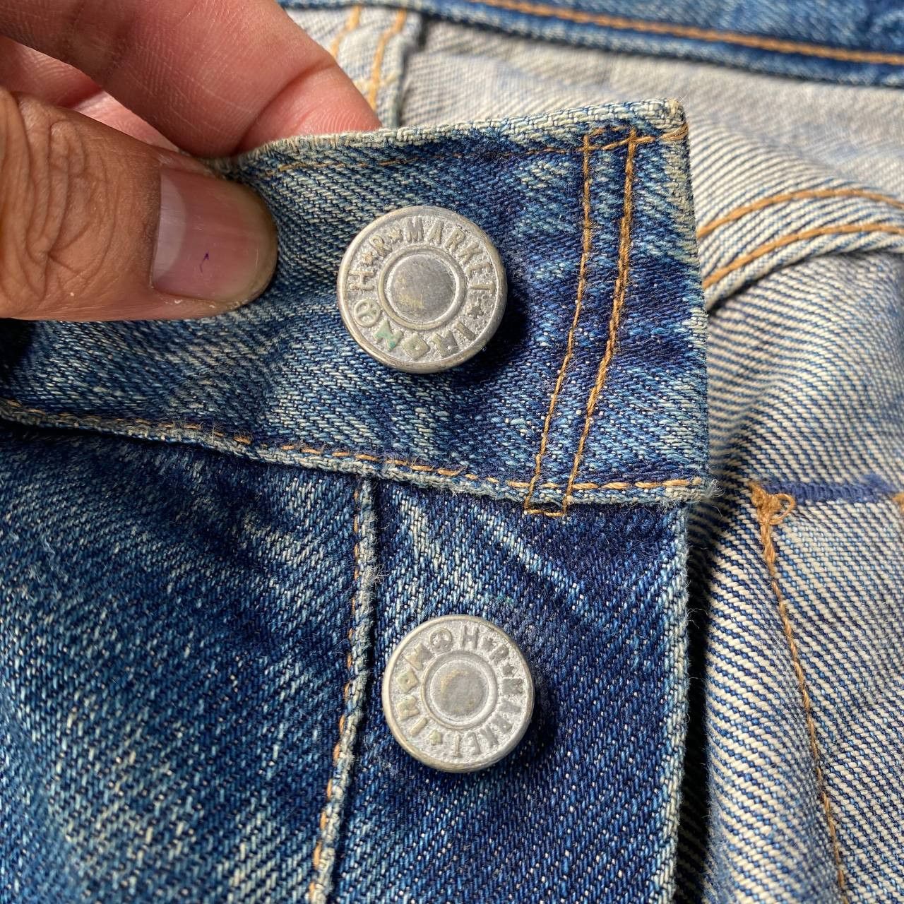Okura VINTAGE OSAKA OKURA IRON HR MARKETT SELVEDGED DISTRESSED Size US 30 / EU 46 - 12 Thumbnail