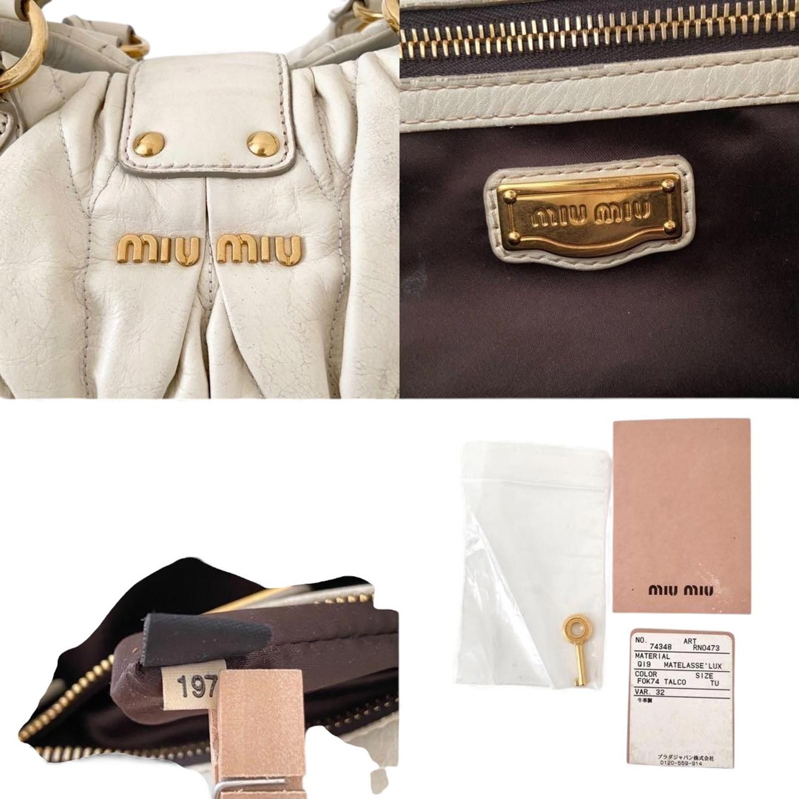 Miu Miu Miu Miu - White Leather Shoulder Bag Gold Size ONE SIZE - 3 Thumbnail