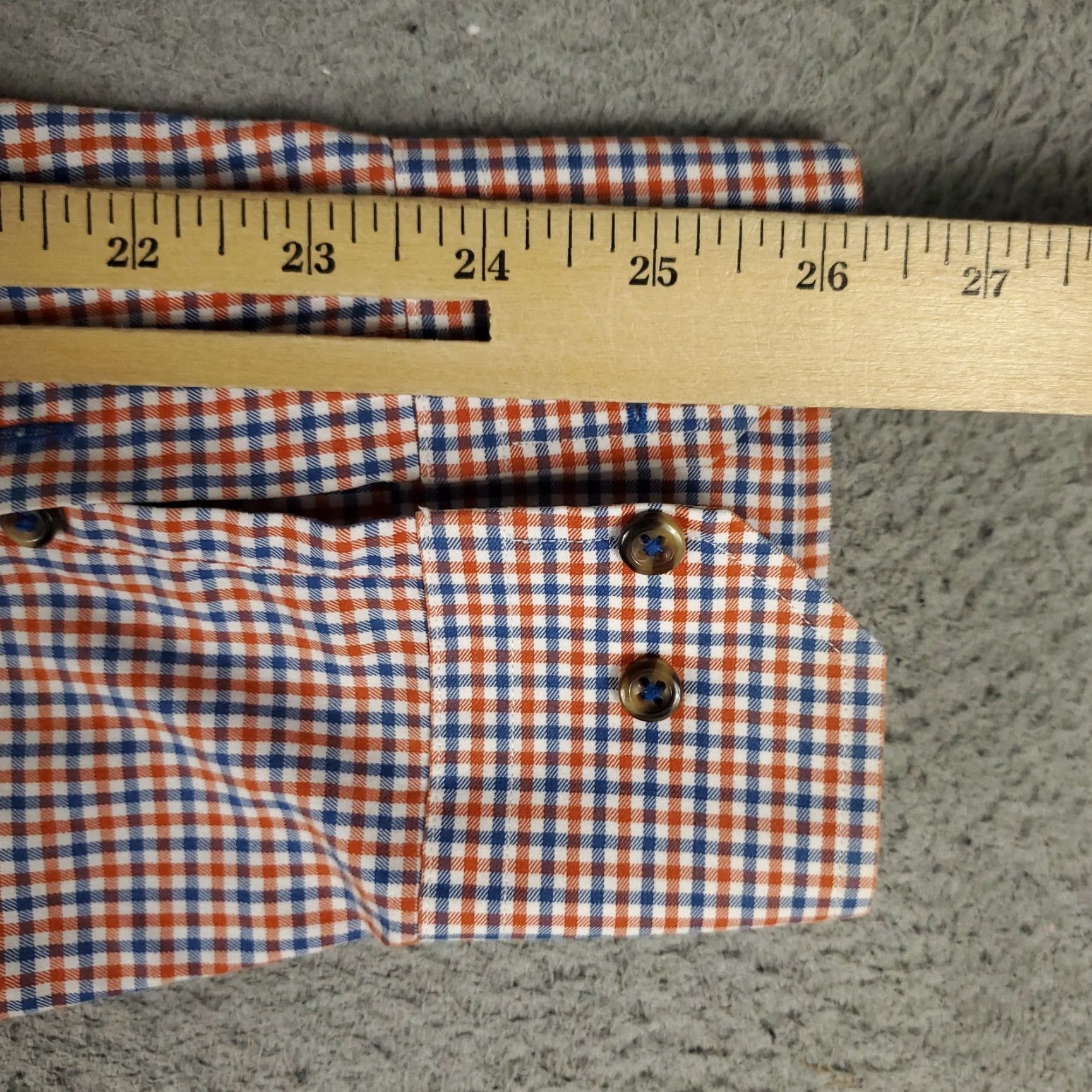 David Donahue David Donahue Shirt Mens XL Blue Orange Check Button Up Long Sleeve Size US XL / EU 56 / 4 - 6 Thumbnail