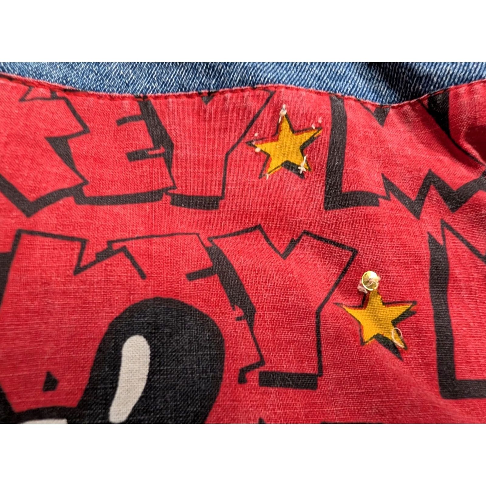 Vintage VINTAGE Mickey BY J.G Hook Men's Jean Jacket One Point Embroidery Sequined L Blue/Red 80s Casual Mens Size US 31 - 7 Thumbnail