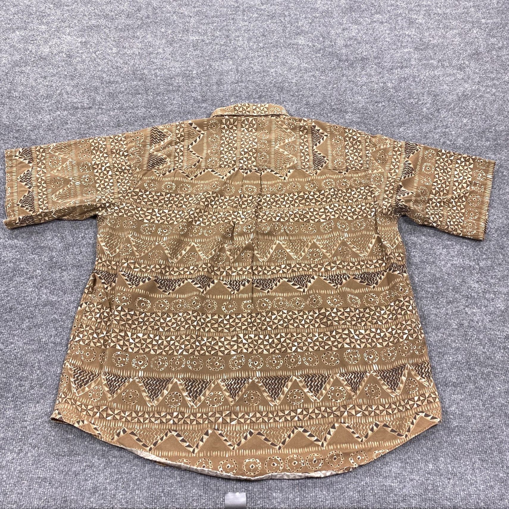 Roundtree & Yorke Roundtree & Yorke Shirt Mens XL Brown Geometric Short Sleeve Button Up Aztec Size US XL / EU 56 / 4 - 4 Thumbnail
