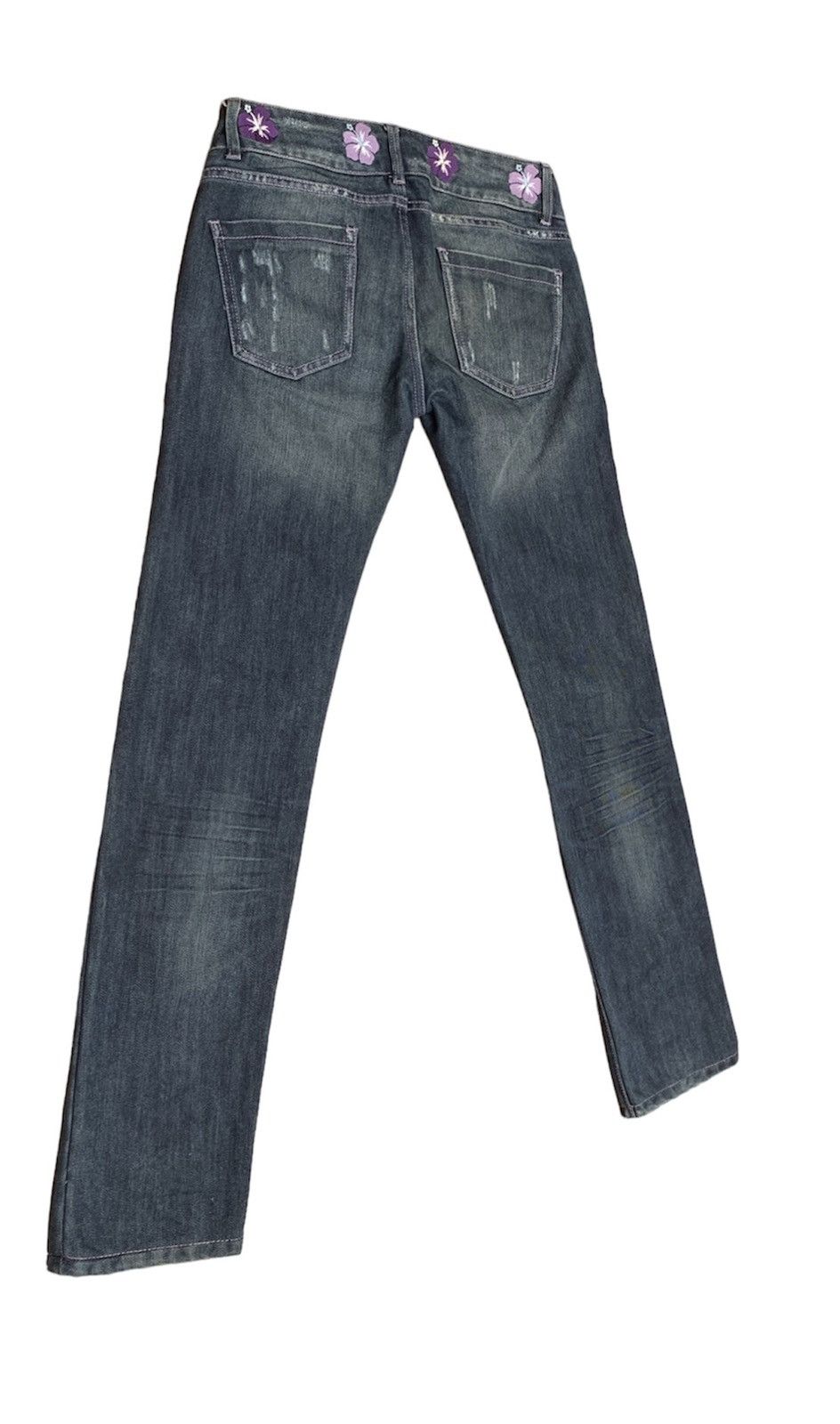 HYDROGEN Rare..Hydrogen Hibiscus Flower Embroidered Streching Jeans Size 29" - 5 Thumbnail