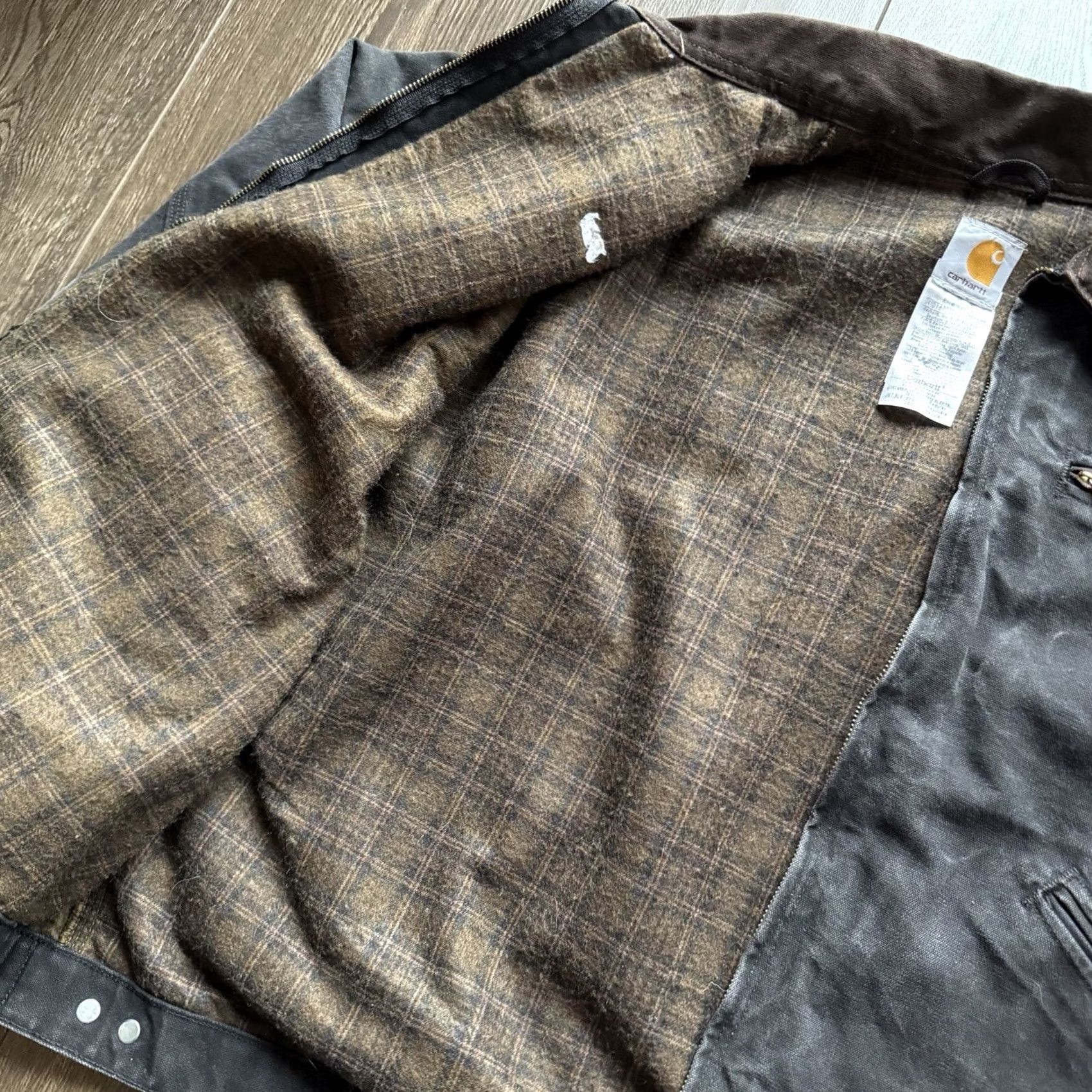 Carhartt VINTAGE Carhartt Jacket 2XL Black Cotton Canvas J97 Lined Polyester Zipper Logo Embroidered Grunge USA 90s Men Overcoat Size US XXL / EU 58 / 5 - 6 Thumbnail