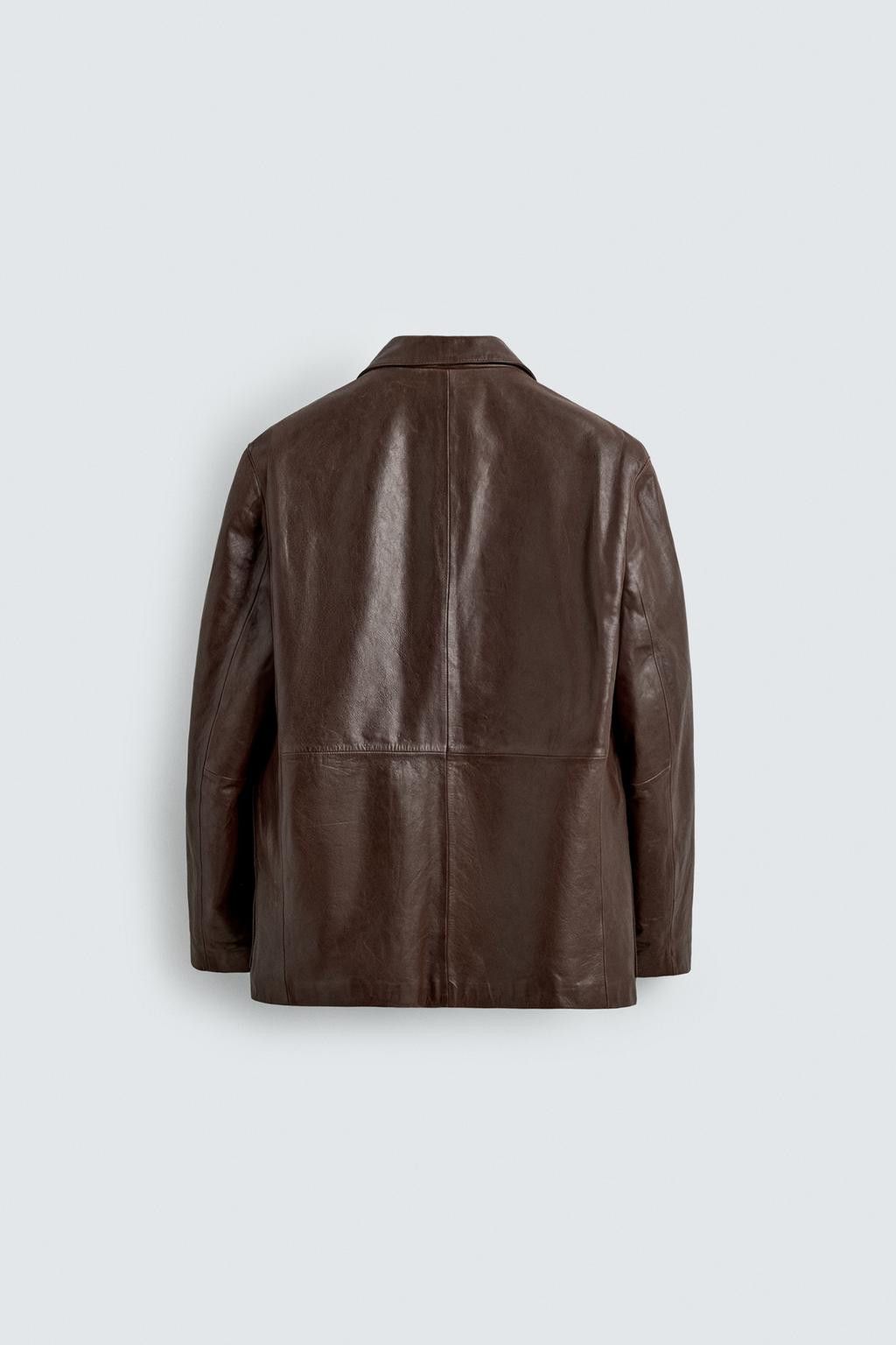 Zara Zara Limited Edition Brown Leather Blazer Size US L / EU 52-54 / 3 - 2 Thumbnail
