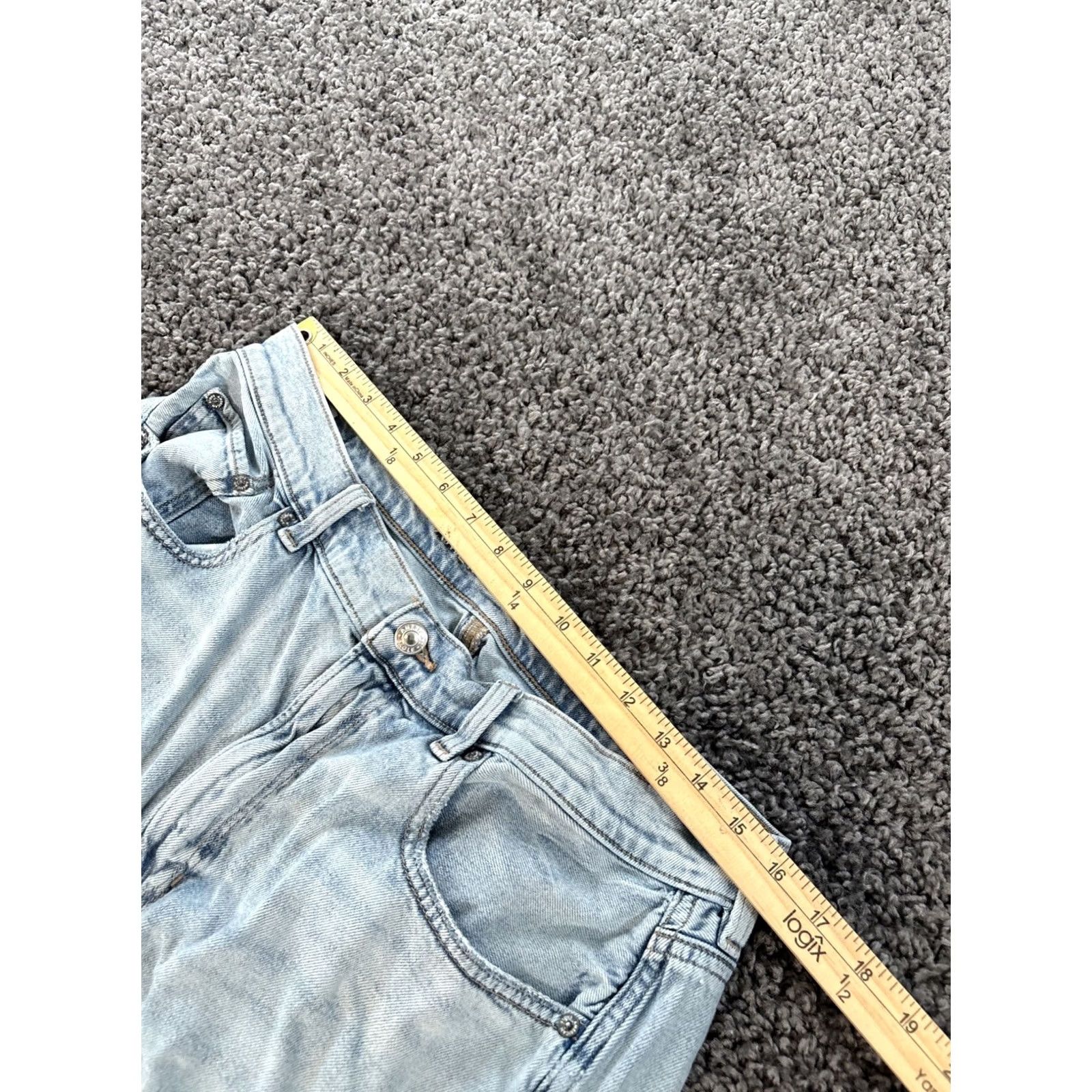 American Eagle Outfitters VINTAGE American Eagle Outfitters Jeans 14 Blue Super High Rise Baggy Wide-Leg Distressed Jeans Women 90s Y2K Curvy Model Size 36" / US 14 / IT 50 - 4 Thumbnail