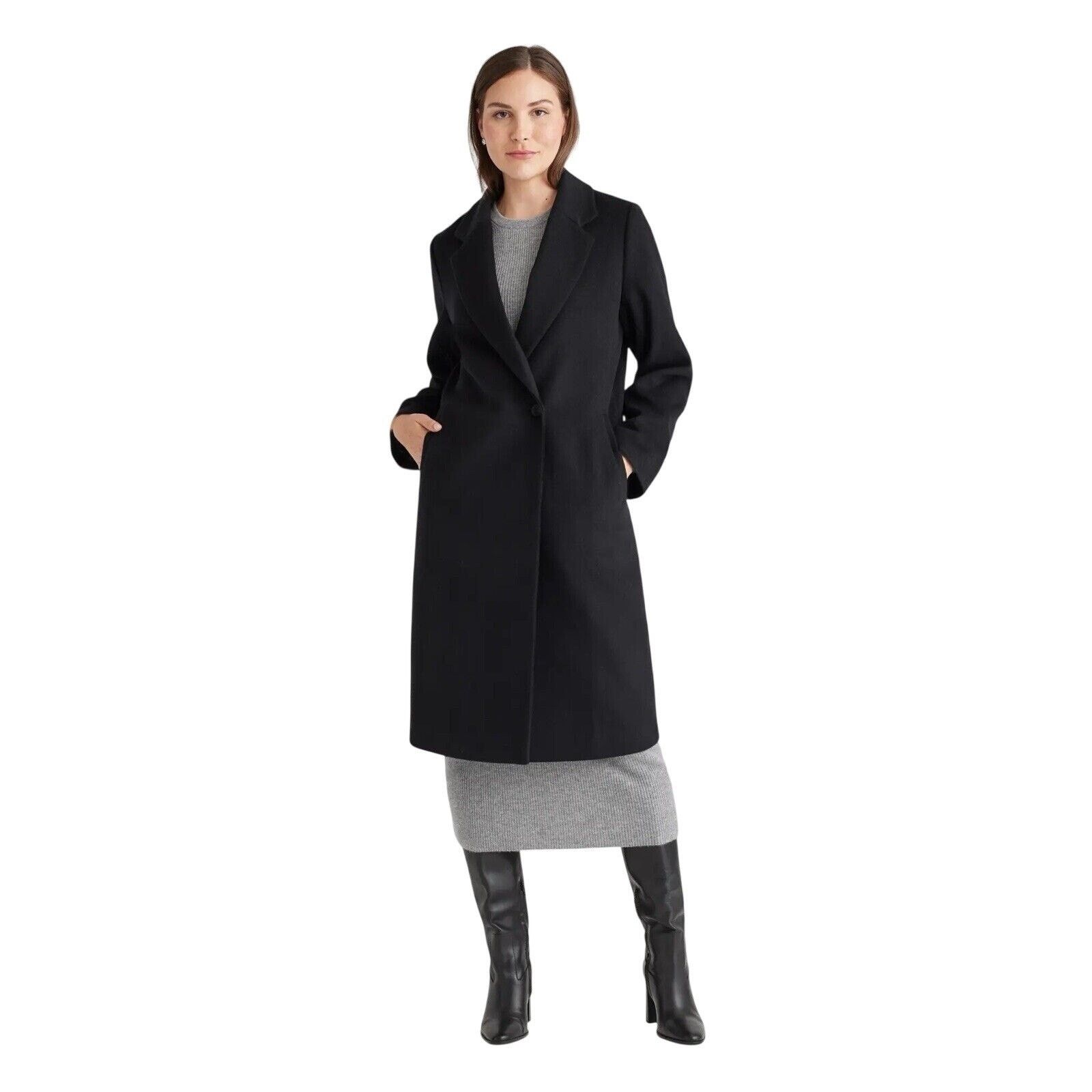 Quince Quince Large Black ItalianSingle Breasted Wool Coat Size L / US 10 / IT 46 - 1 Thumbnail