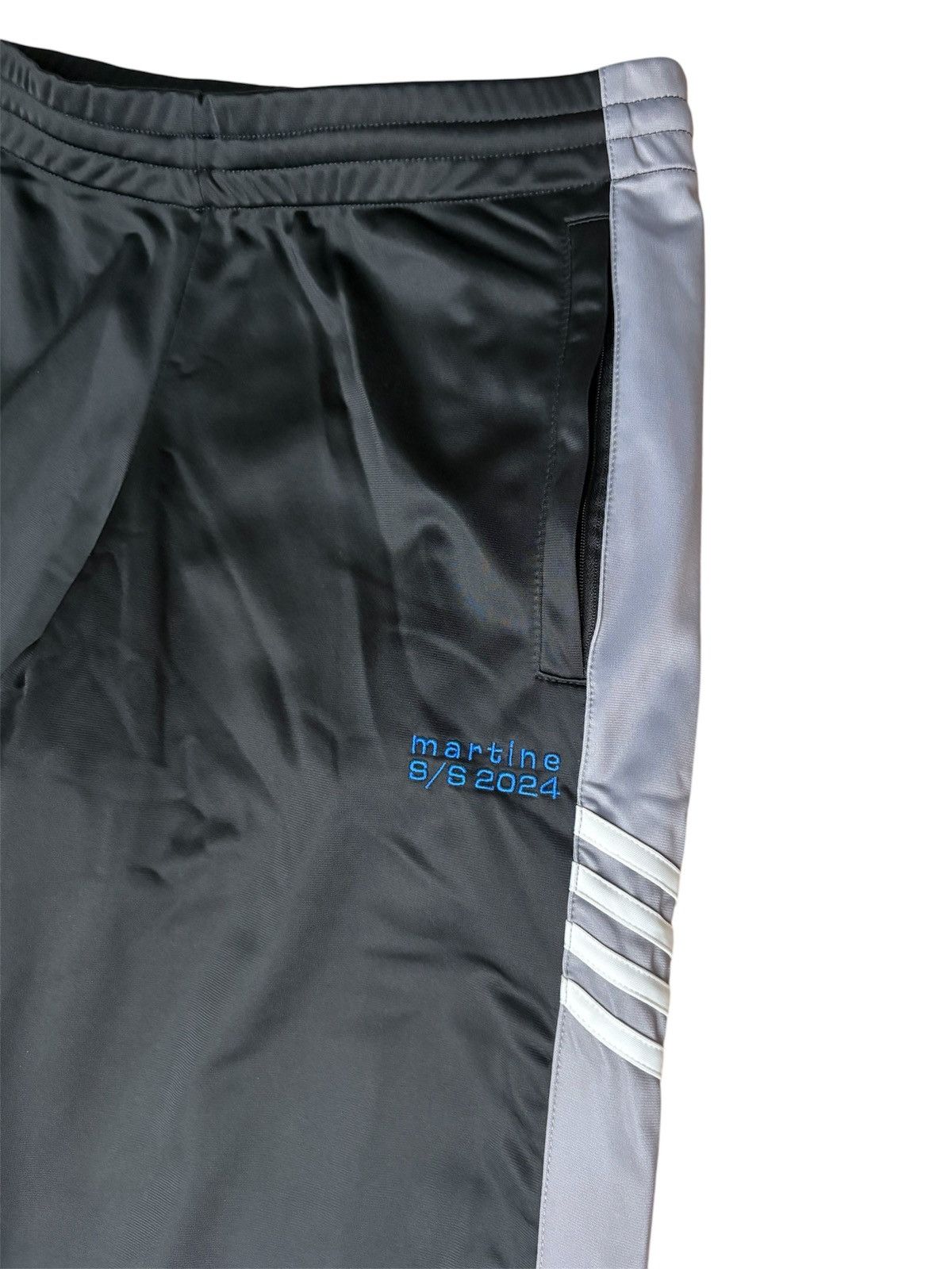 Martine Rose ($545) SS24 Wide Leg Flare Black/Grey/Blue Paneled Trackpant Size US 30 / EU 46 - 4 Thumbnail