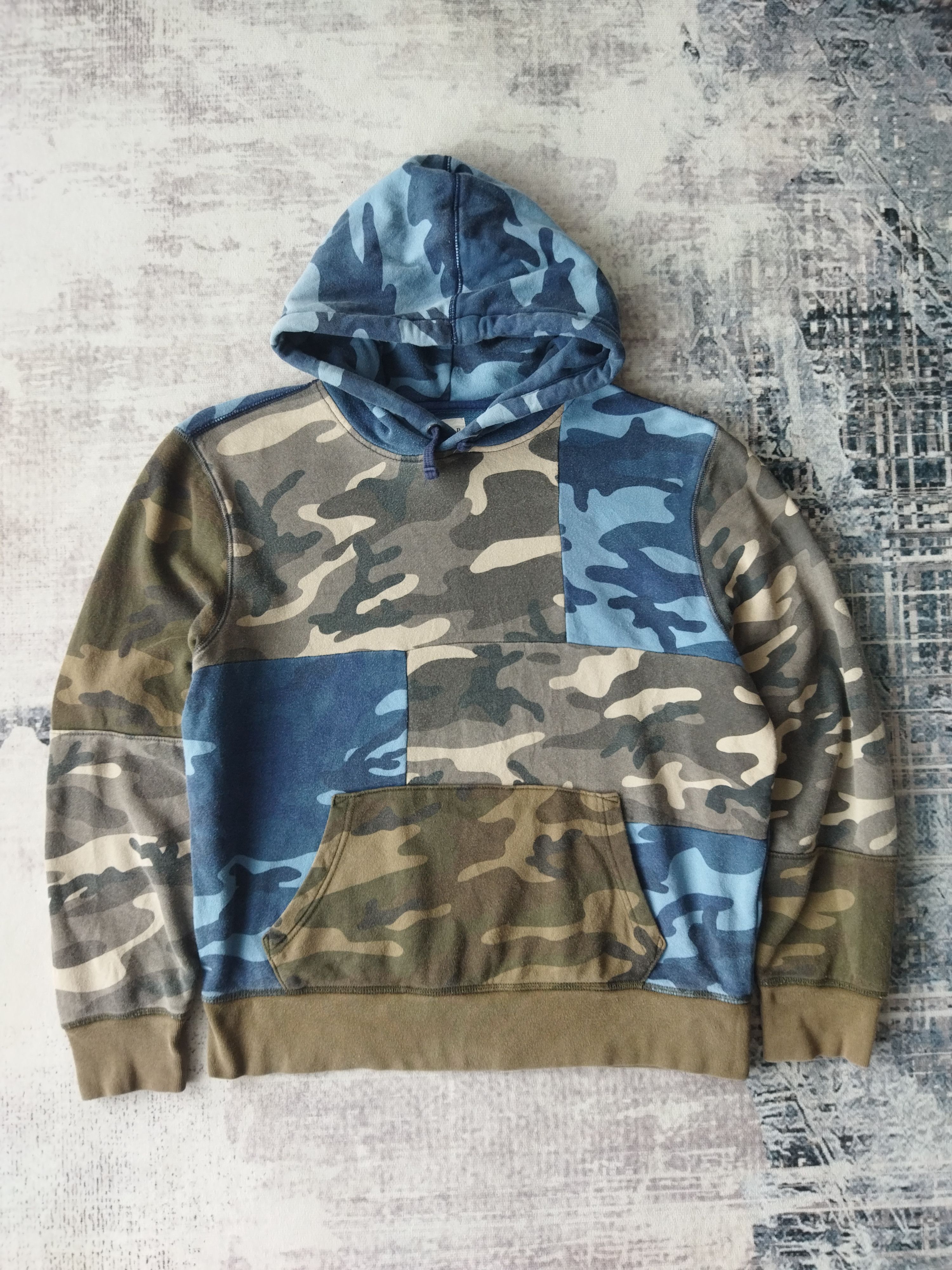 image of Gap Camo Patch Work Pullover Hoodie, Men's (Size Large)