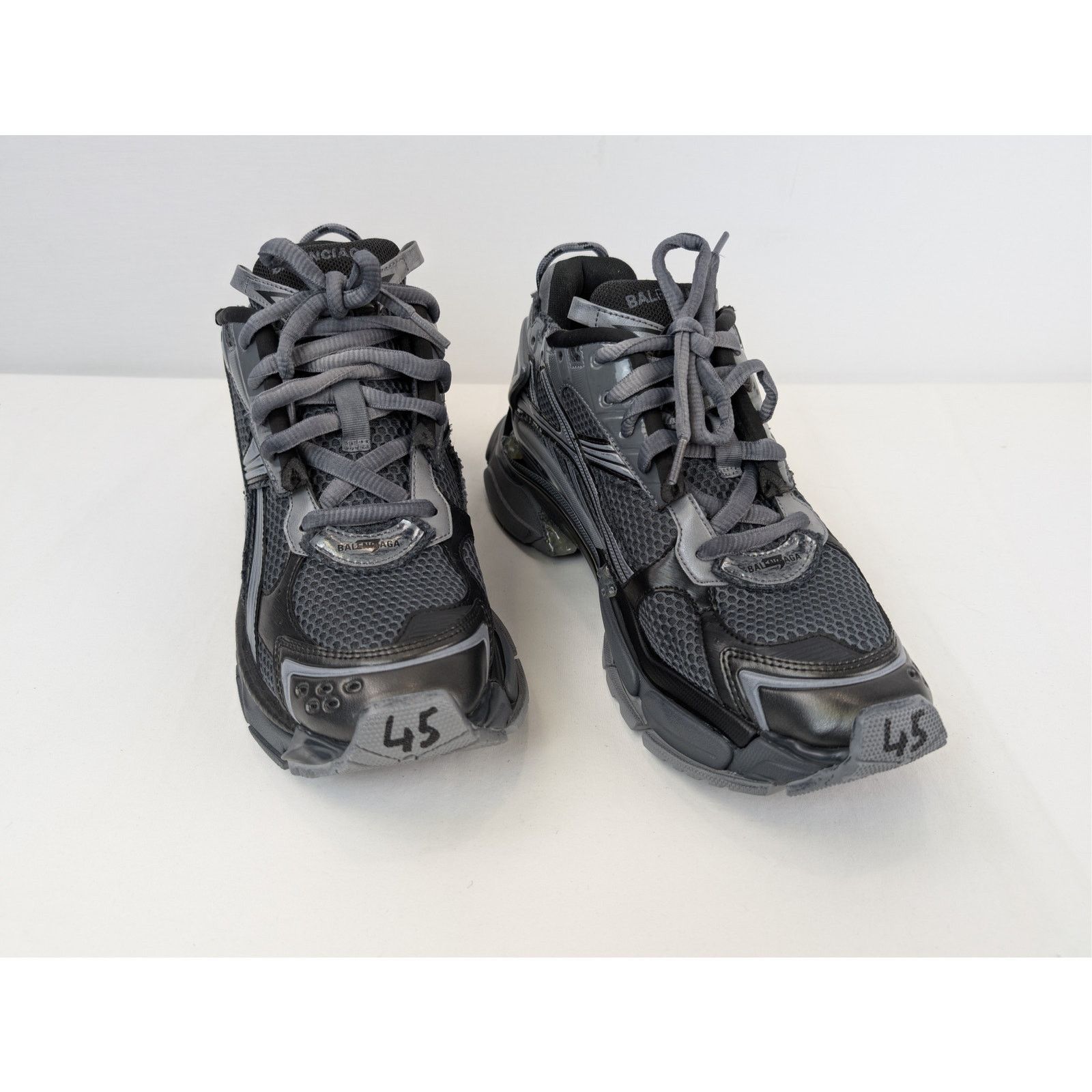 Balenciaga o1rshd1 Mesh and Rubber Runner Sneaker in Dark Grey / Black Size US 12 / EU 45 - 7 Thumbnail