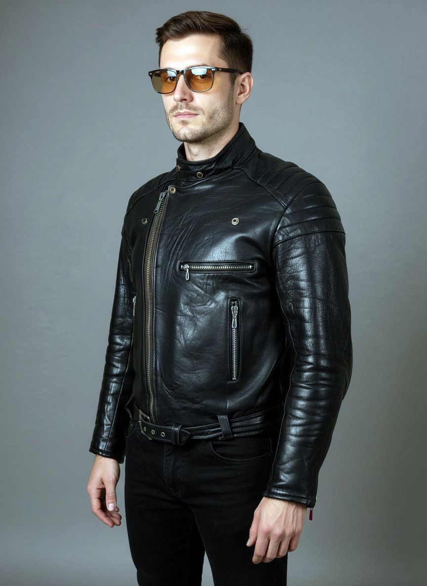 Vintage Vintage 60s Leather Motorcycle Biker Jacket Hestru England Size US M / EU 48-50 / 2 - 1 Thumbnail