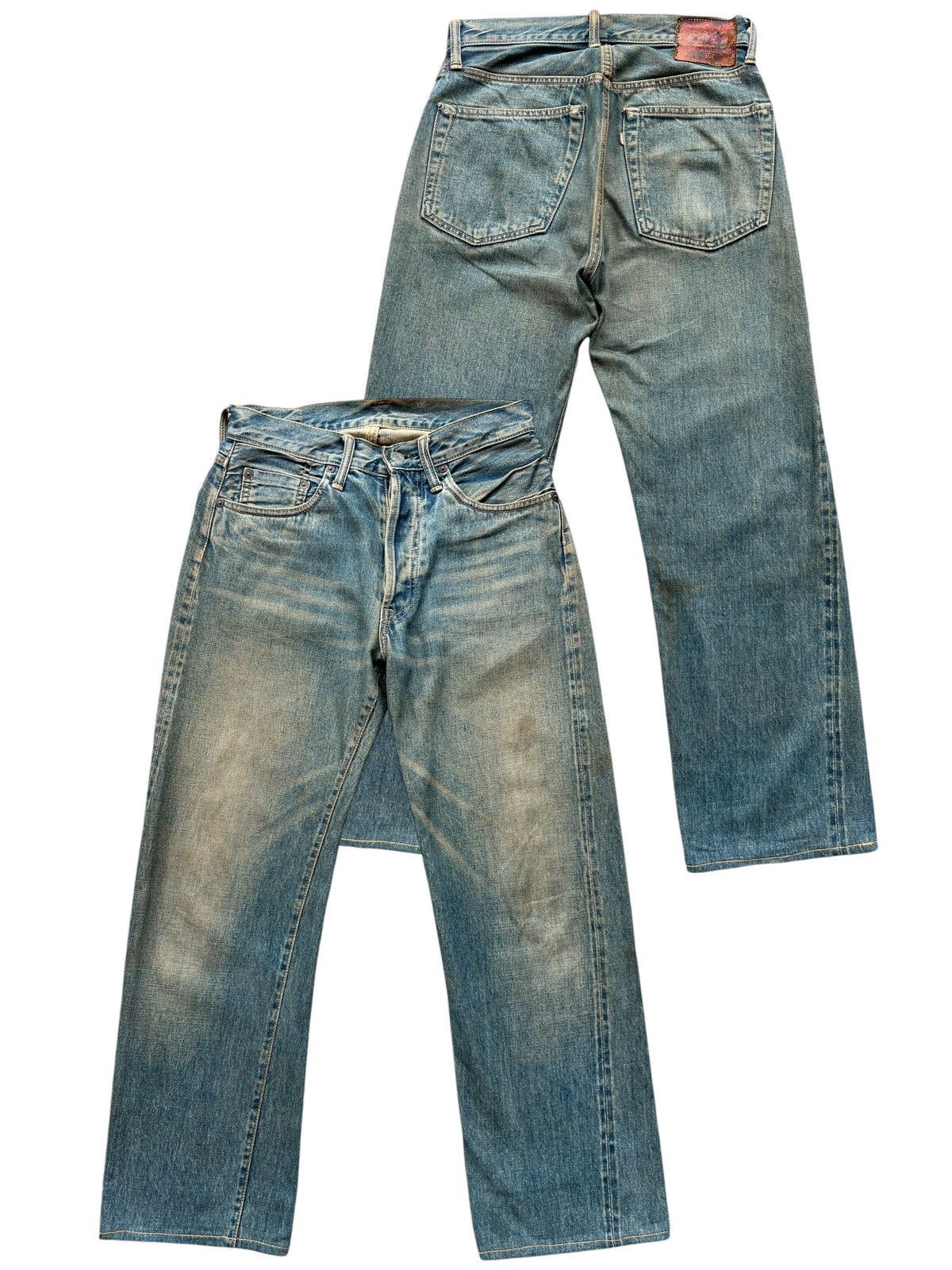 Vintage Vintage Sewing Chop Selvedge Distressed Mudwash Denim Jeans Size 29" - 1 Thumbnail
