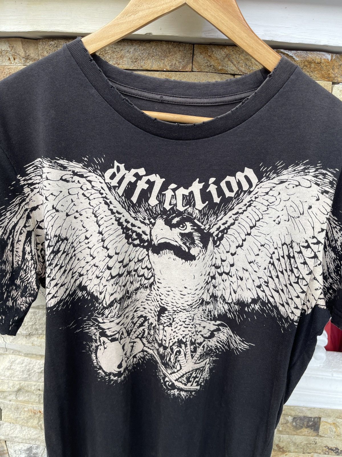 Affliction × Haunted Mound THRASHED🔥AFFLICTION🔥Distressed Sun Faded Black Tshirt Size US M / EU 48-50 / 2 - 1 Thumbnail