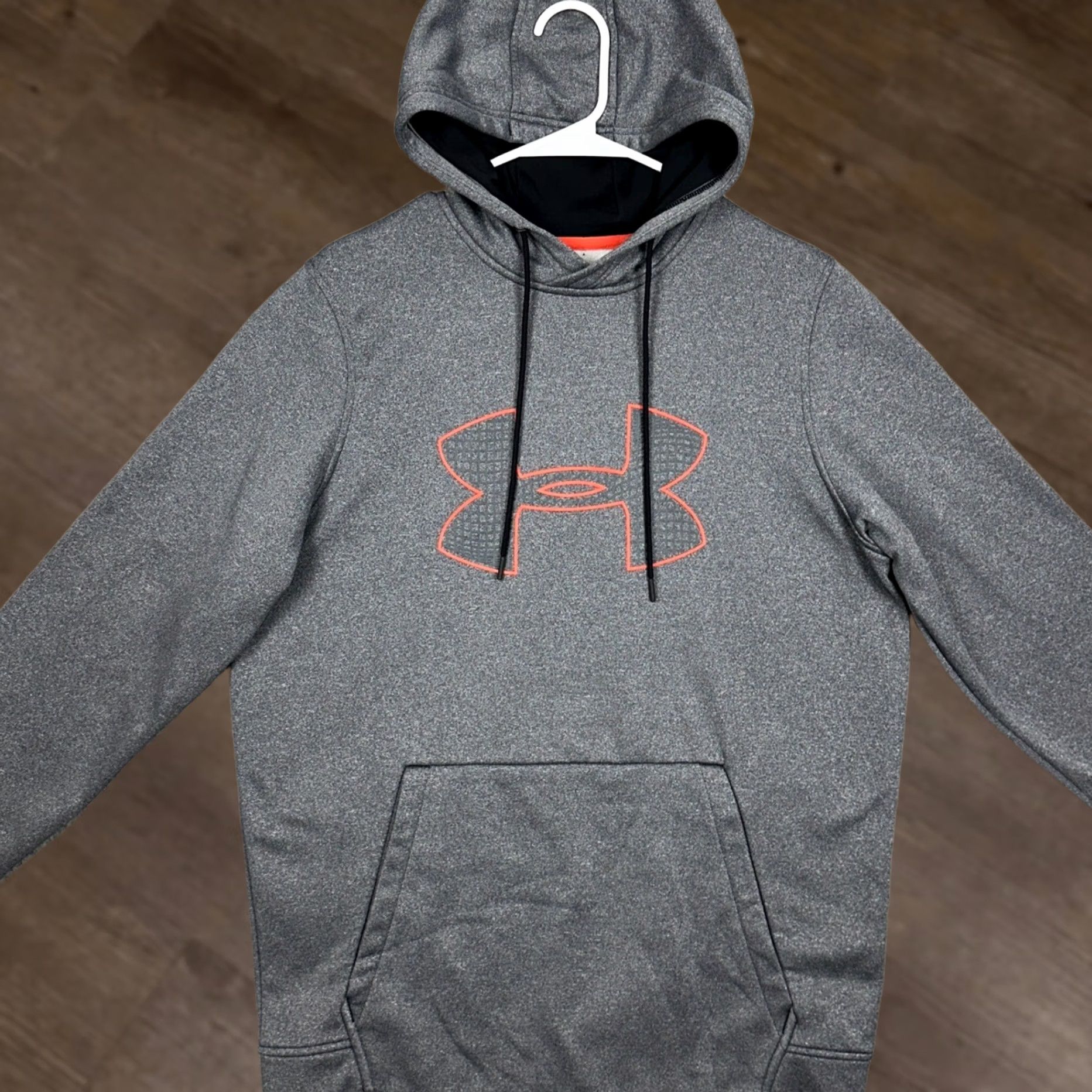 Under Armour Under Armour Hoodie Mens M Grey Orange ColdGear Graphic Logo Pullover Size US M / EU 48-50 / 2 - 1 Thumbnail