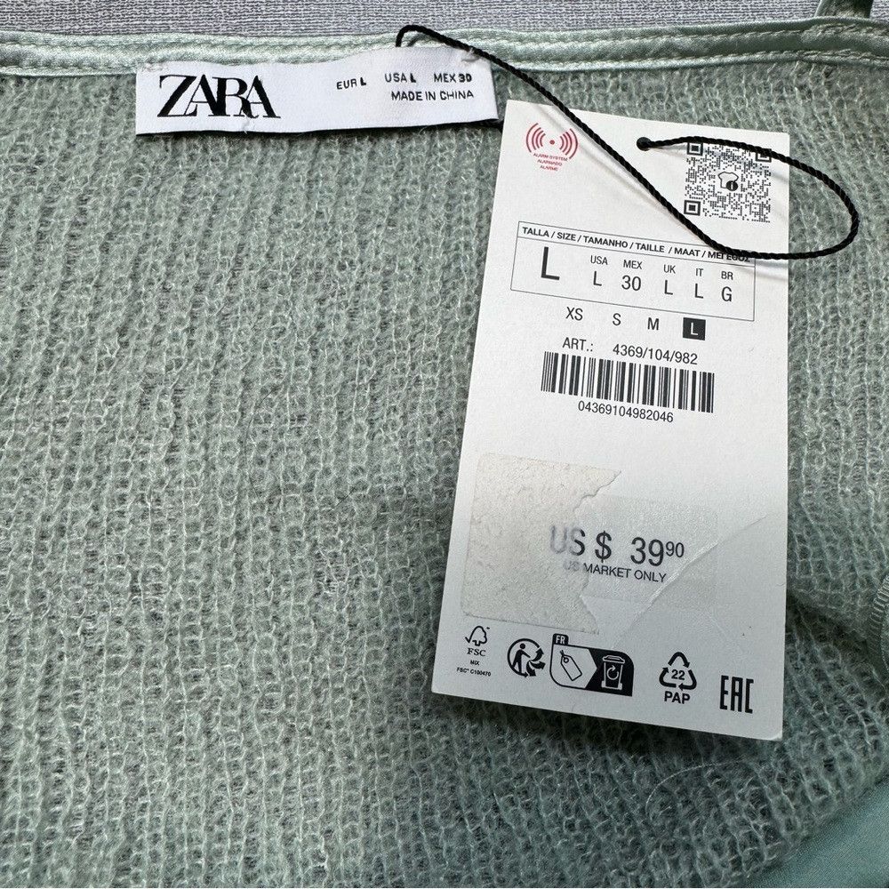 Zara NWT New ZARA Mixed Media Cami Mint Top SIze L Size L / US 10 / IT 46 - 8 Thumbnail
