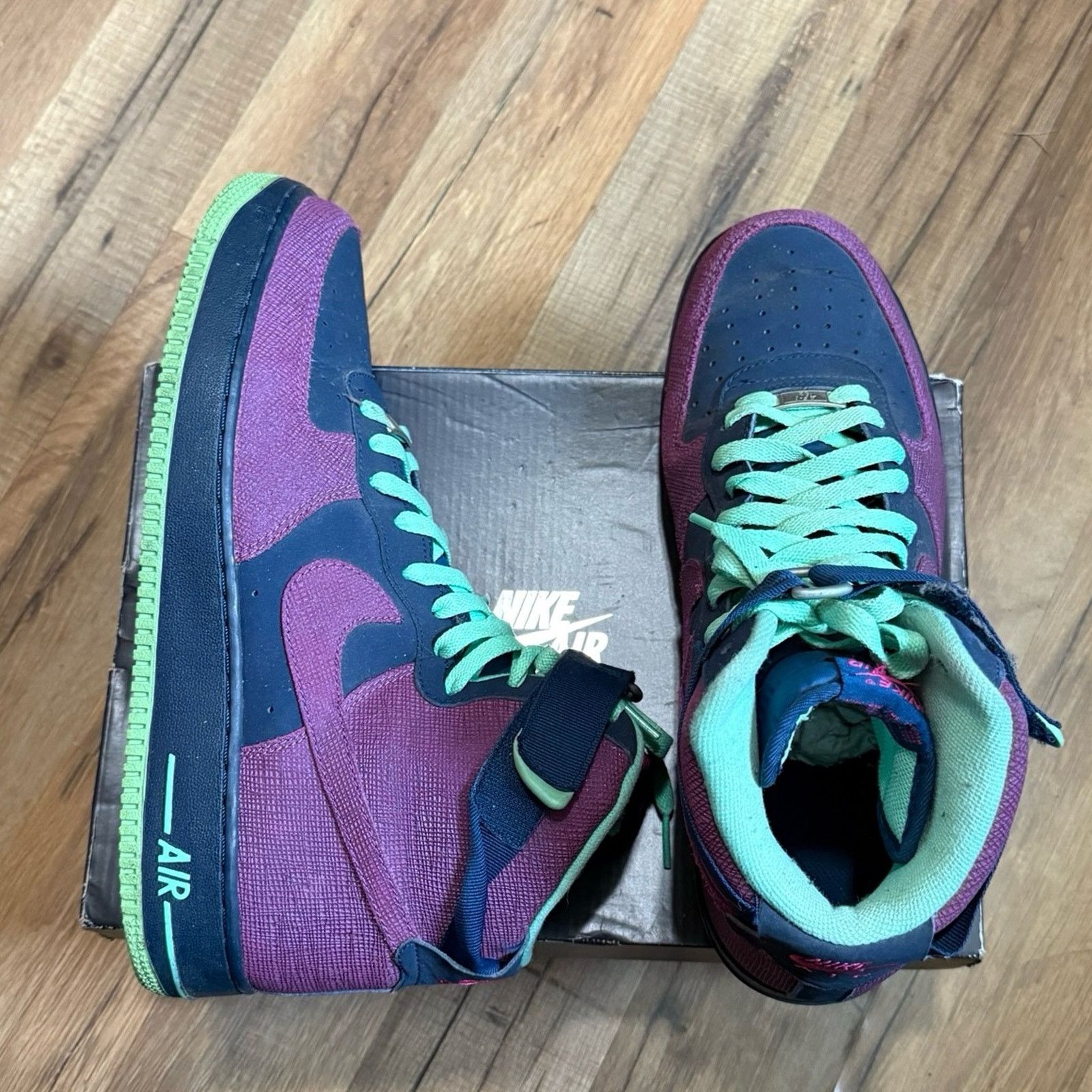Nike 2013 Nike Air Force 1 High Brave Blue Cherrywood Size US 11 / EU 44 - 2 Thumbnail