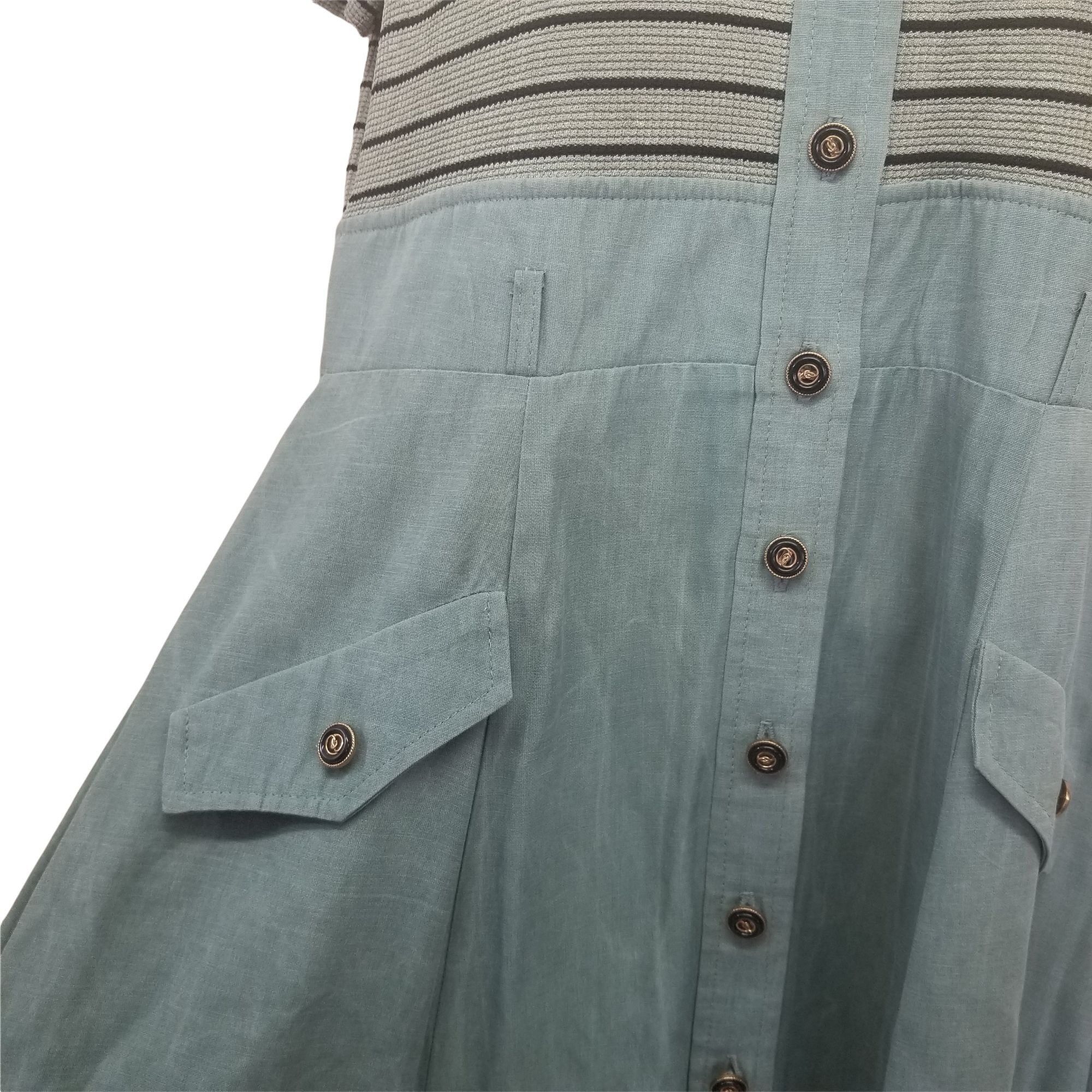 Other JSJ Petites 12 Vintage 90s Dress Green Stripe Knit Button Do Size XL / US 12-14 / IT 48-50 - 6 Thumbnail