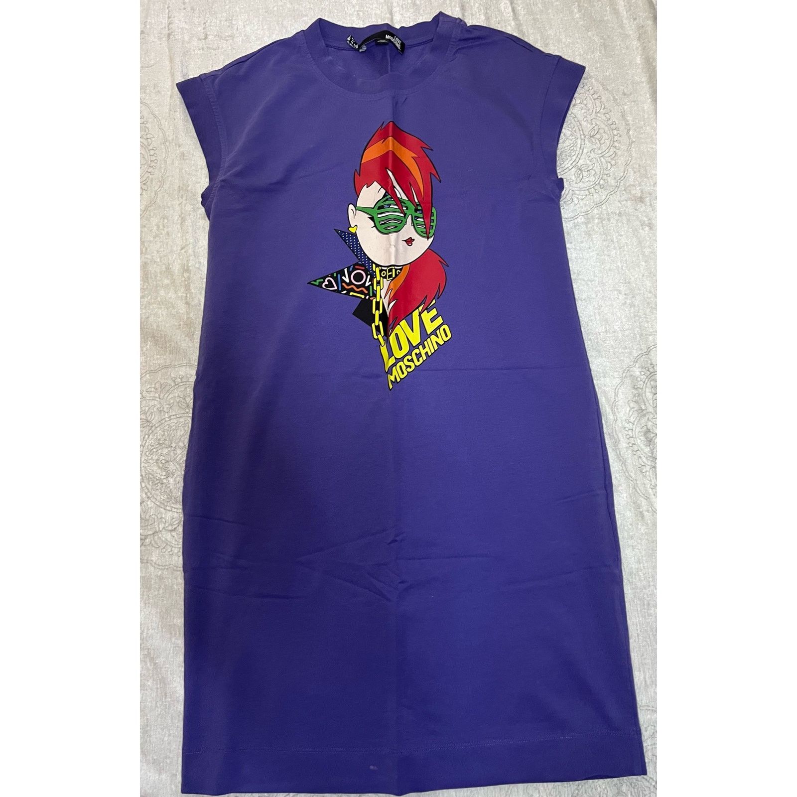 Moschino LOVE MOSCHINO MINI DRESS SIZE 4-COTTON-PURPLE w/GRAPHIC Size S / US 4 / IT 40 - 1 Thumbnail