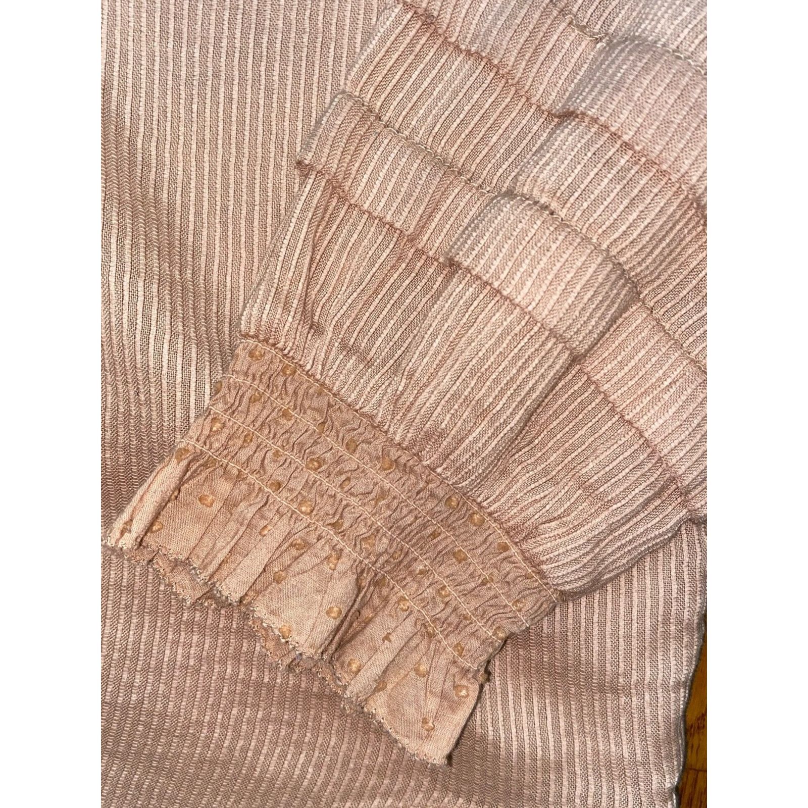 Quince Quince $158 Organic Textured Cotton Peasant Blouse Large EUC Size L / US 10 / IT 46 - 5 Thumbnail