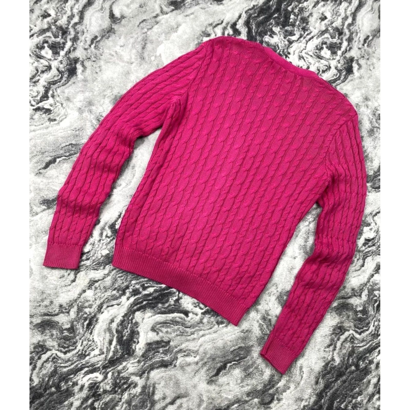 Polo Ralph Lauren Ralph Lauren Sport Cardigan Women M Pink Knit Sweater 69.5 Sleeve, 44 Chest, Regular Fit, Solid, Spring Winter Fall, China, Cotton, Long Sleeve Size M / US 6-8 / IT 42-44 - 5 Thumbnail
