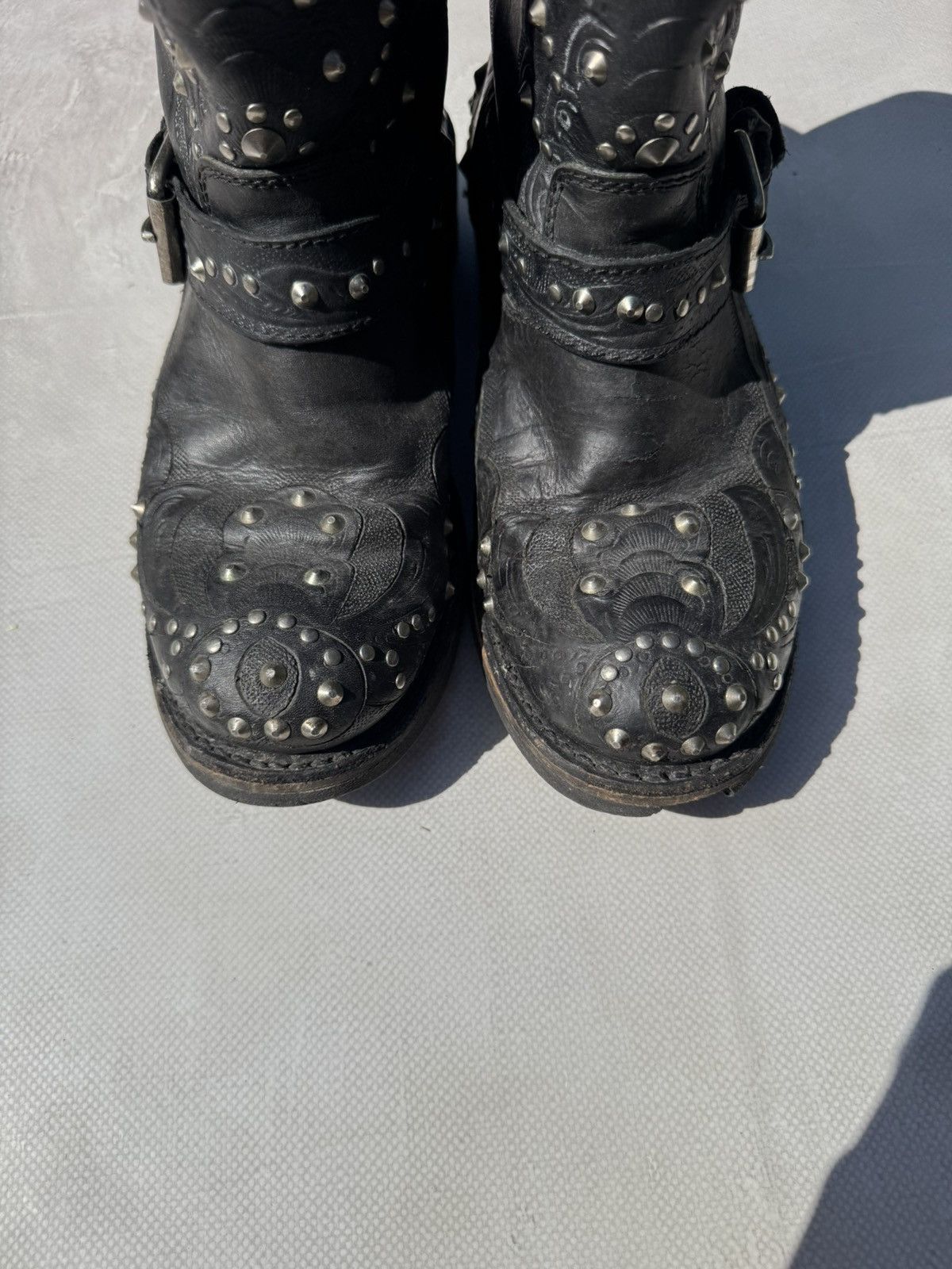 ASH Vintage Ash Studded Black Leather Biker Boot Size US 7 / IT 37 - 8 Thumbnail