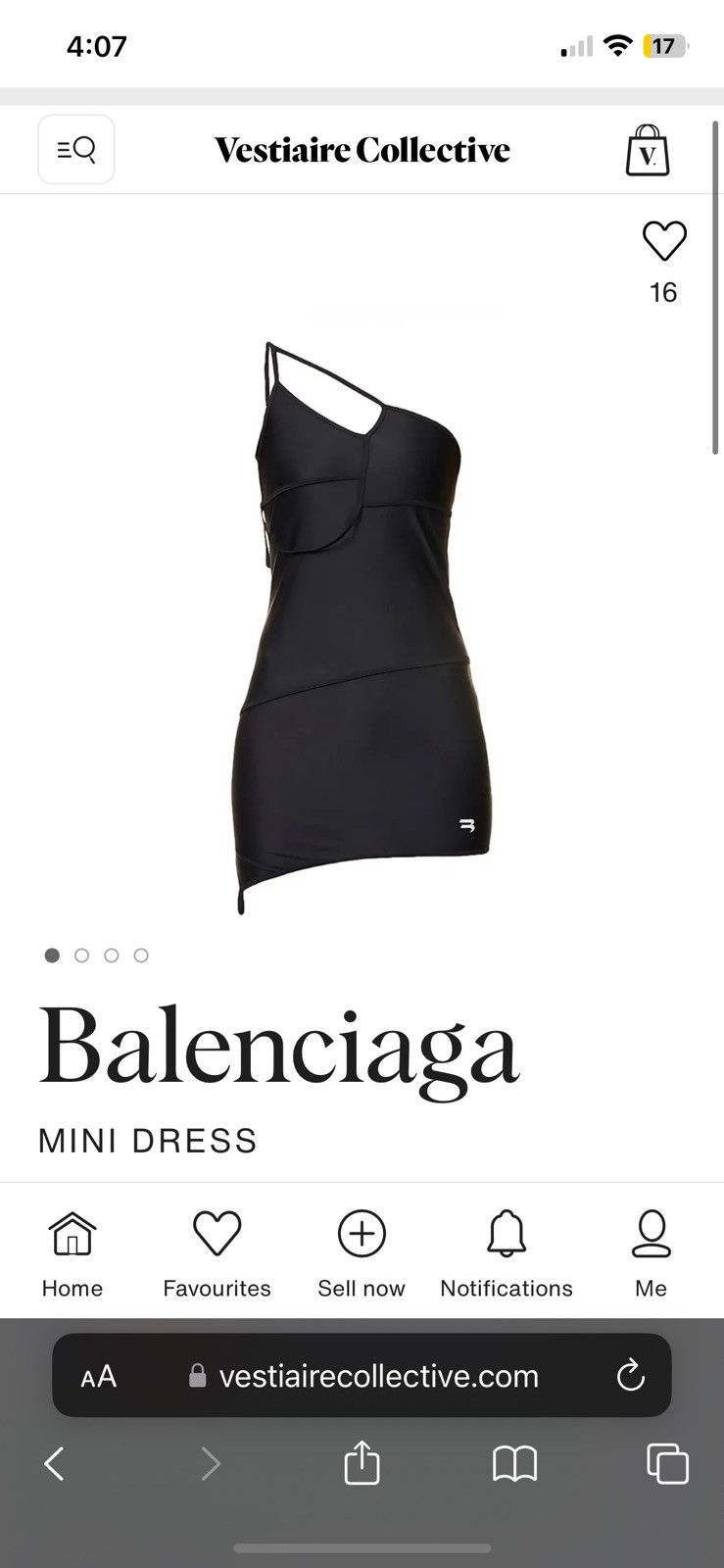 Balenciaga Balenciaga One Shoulder Asymmetric Stretch Mini Dress Size XS / US 0-2 / IT 36-38 - 1 Thumbnail