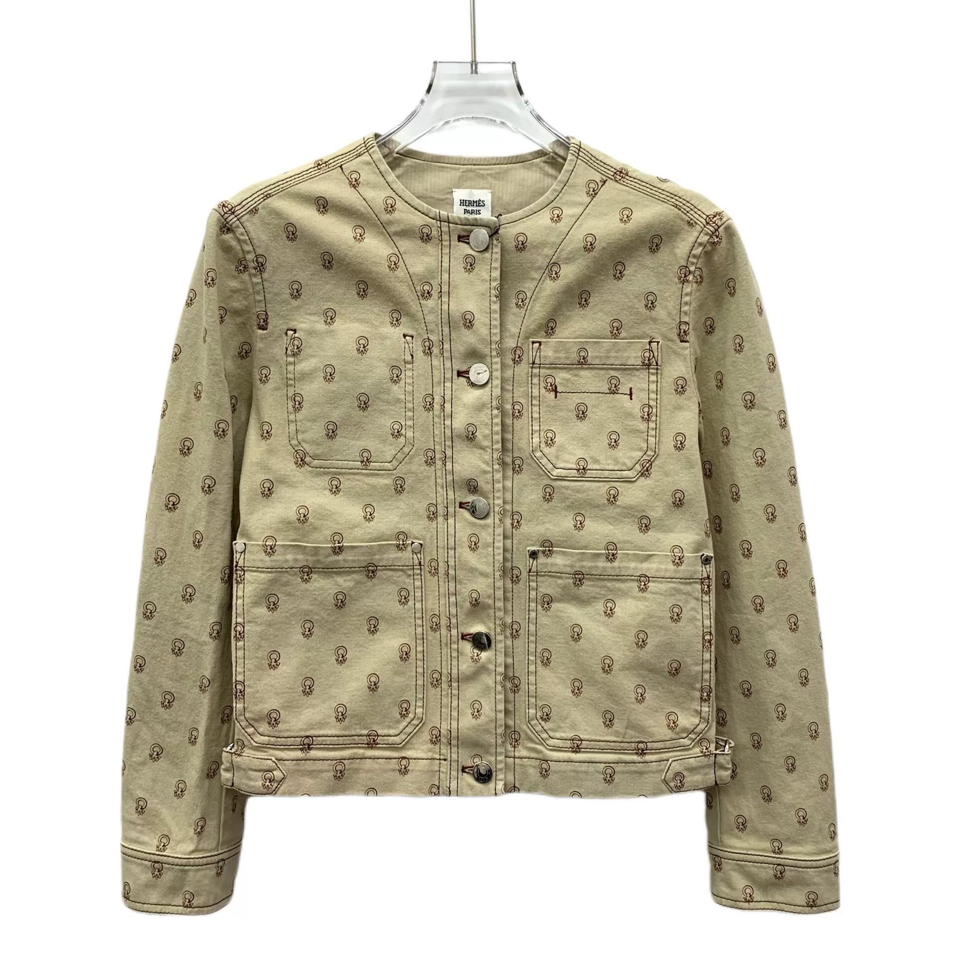 Hermes Hermes Cliquetis Brown Cotton Jacket Size XS / US 0-2 / IT 36-38 - 1 Thumbnail