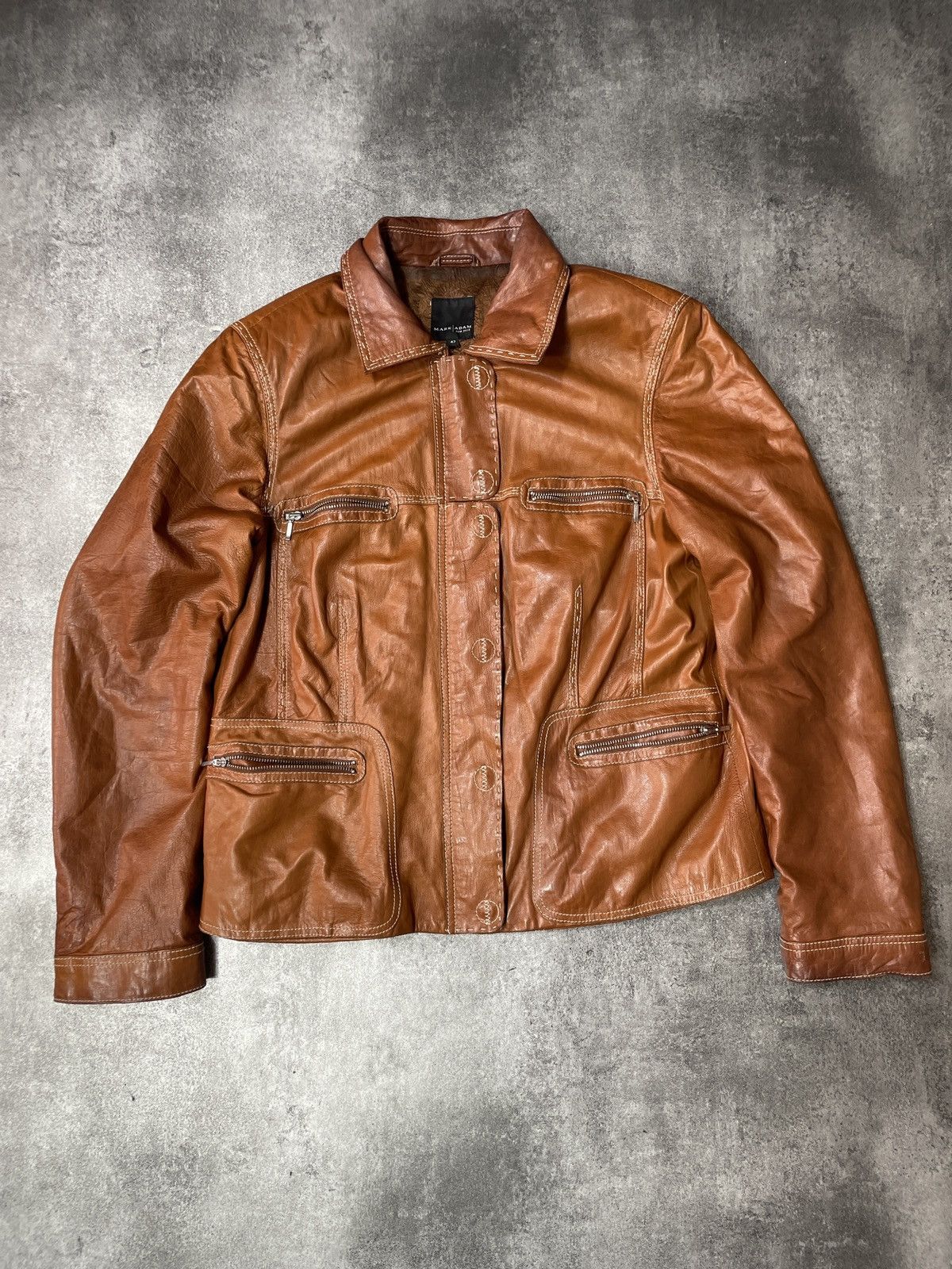 Vintage 🔥Offers🔥Vintage Y2K Real Genuine Leather Jacket Boxy Solid Size S / US 4 / IT 40 - 1 Thumbnail