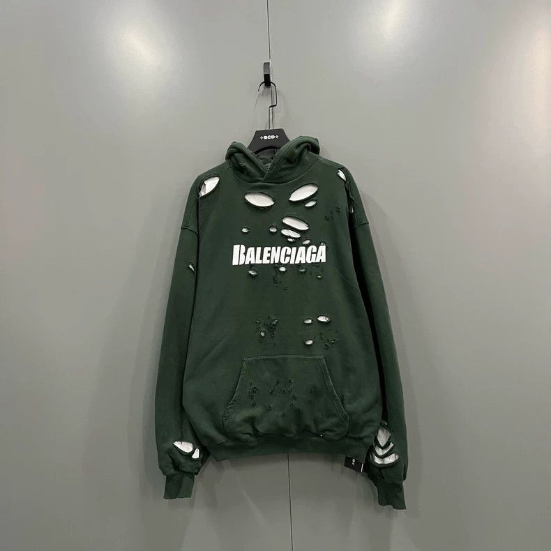 Other Balenciaga Green Large Logo Hoodie Size US XXS / EU 40 - 1 Thumbnail