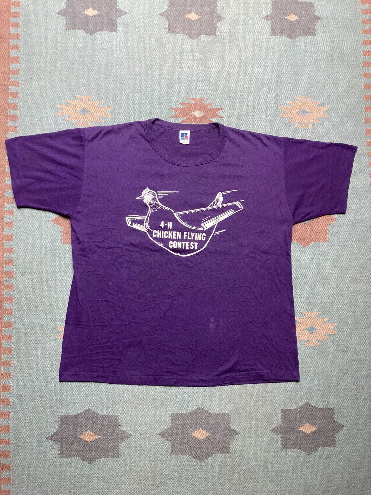 Russell Athletic × Vintage VTG 80s t shirt 4H chicken flying contest Russell farm XL Size US XL / EU 56 / 4 - 1 Thumbnail