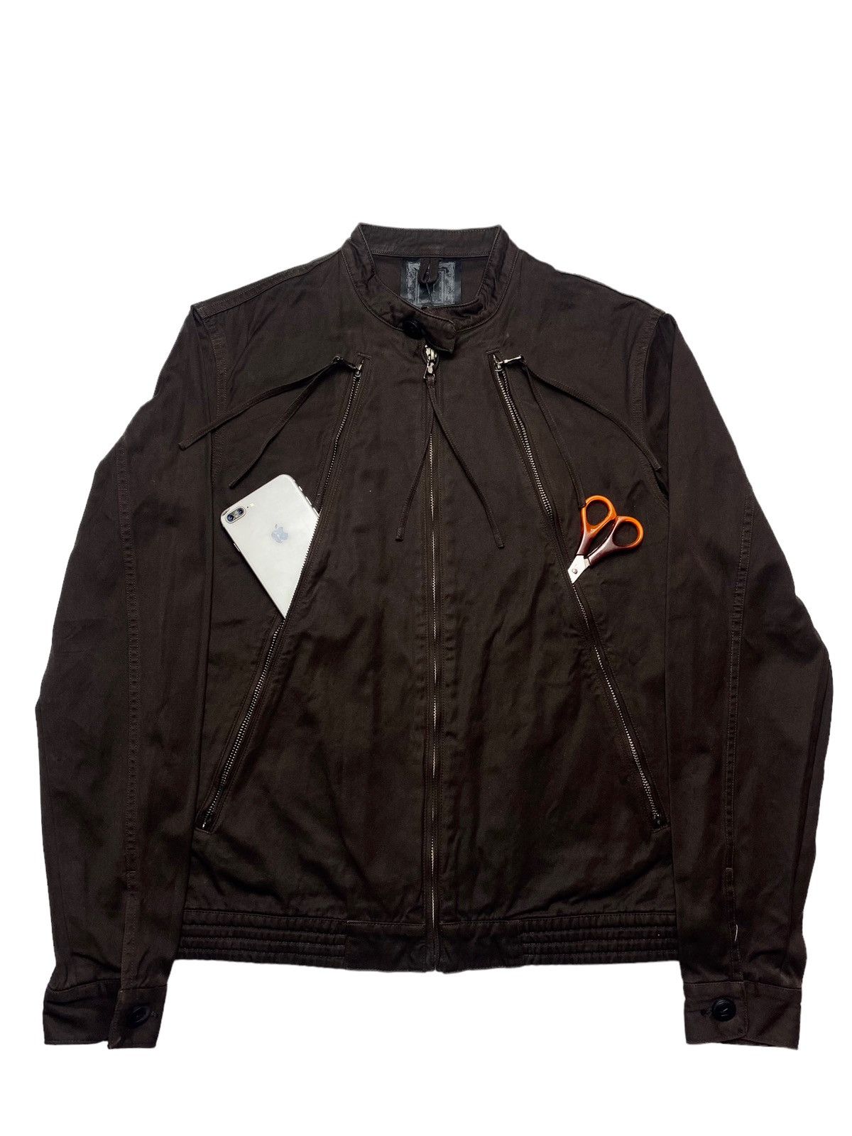 image of 14Th Addiction x If Six Was Nine 2000S Six - Asymetrical Zipper Biker Jacket in Brown (Size Medium)