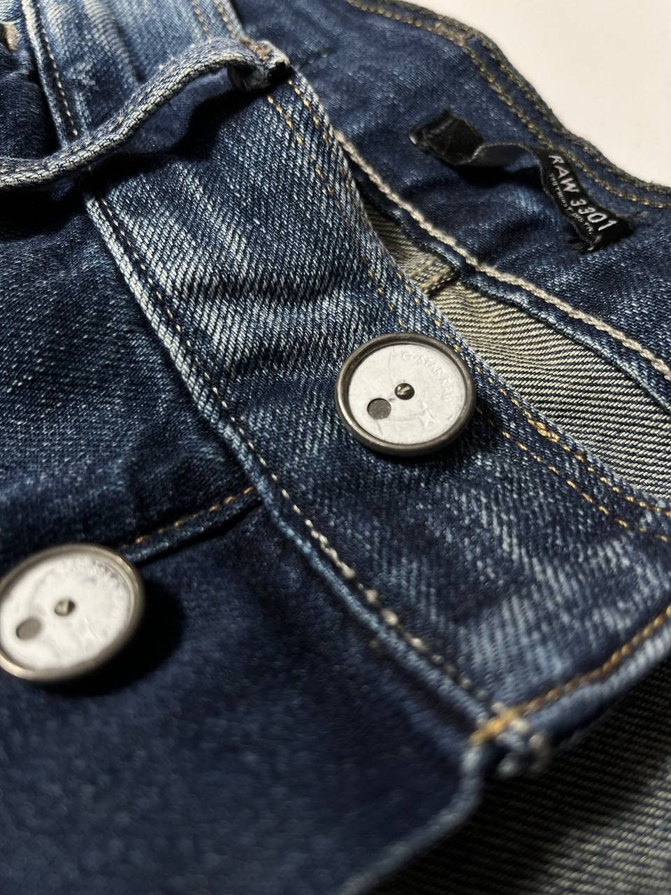 G-Star G Star Raw 3301 Denim Jeans Mens 31x34 Blue Distressed Moto Size US 31 - 9 Thumbnail