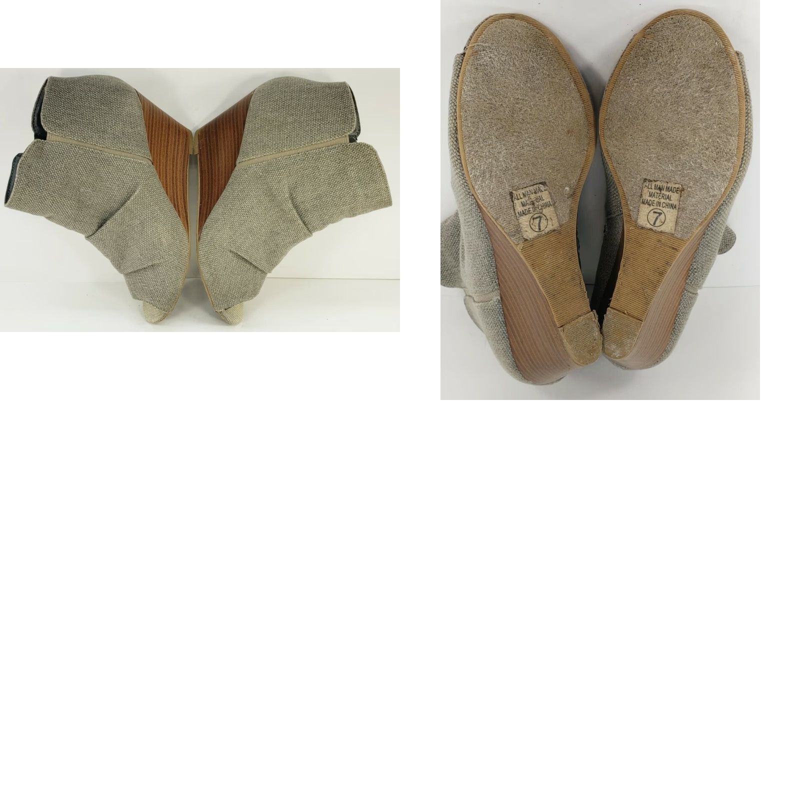 Vintage City Classified Gray Canvas Booties Open Toe Women's Size 7 Side Zip Wedge Heel Size US 7 / IT 37 - 8 Thumbnail