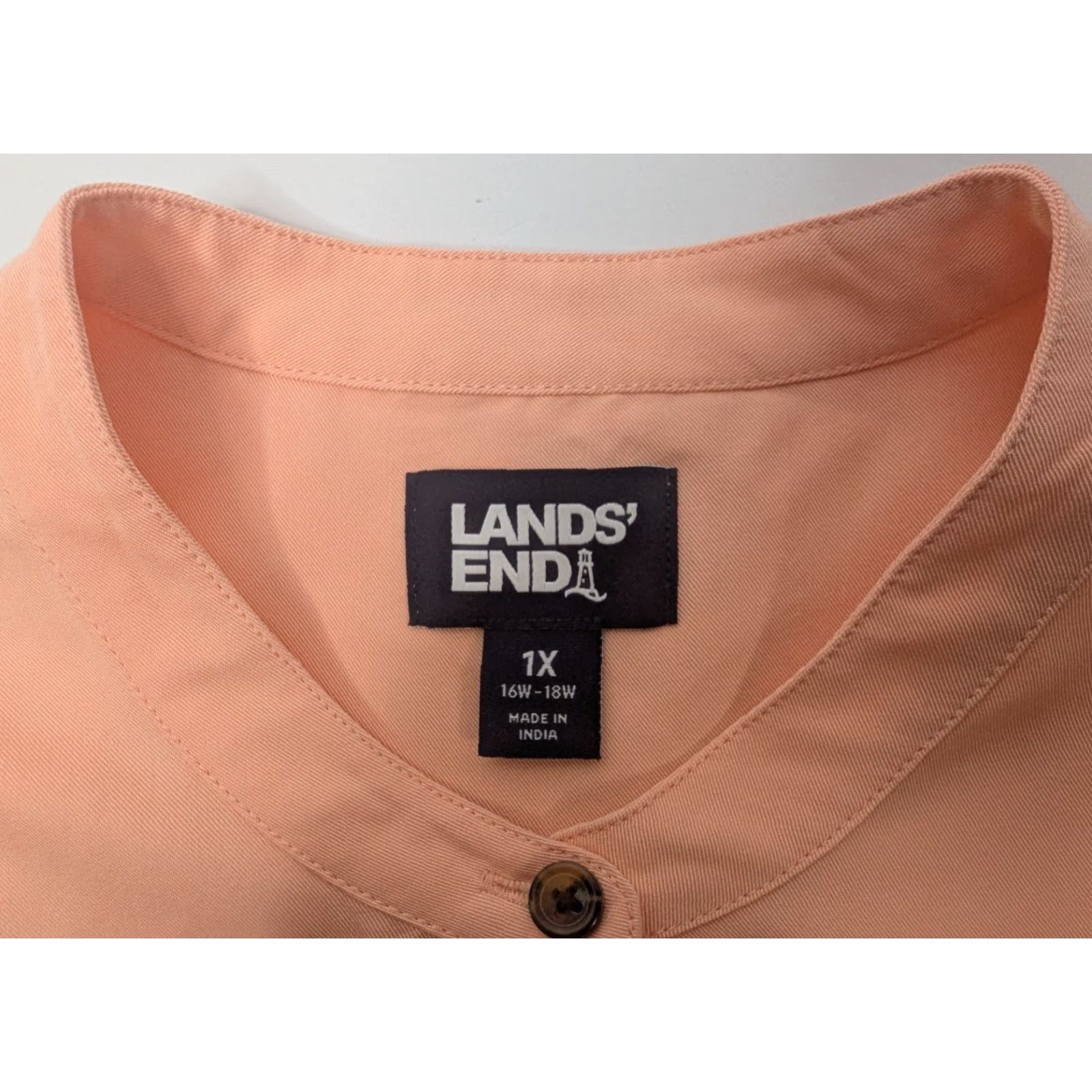 Lands' End Lands’ End Dolman Sleeve Button Peach Orange Top 1X Womens Size 1X Orange Button-Up Shirt-Top Size XL / US 12-14 / IT 48-50 - 6 Thumbnail
