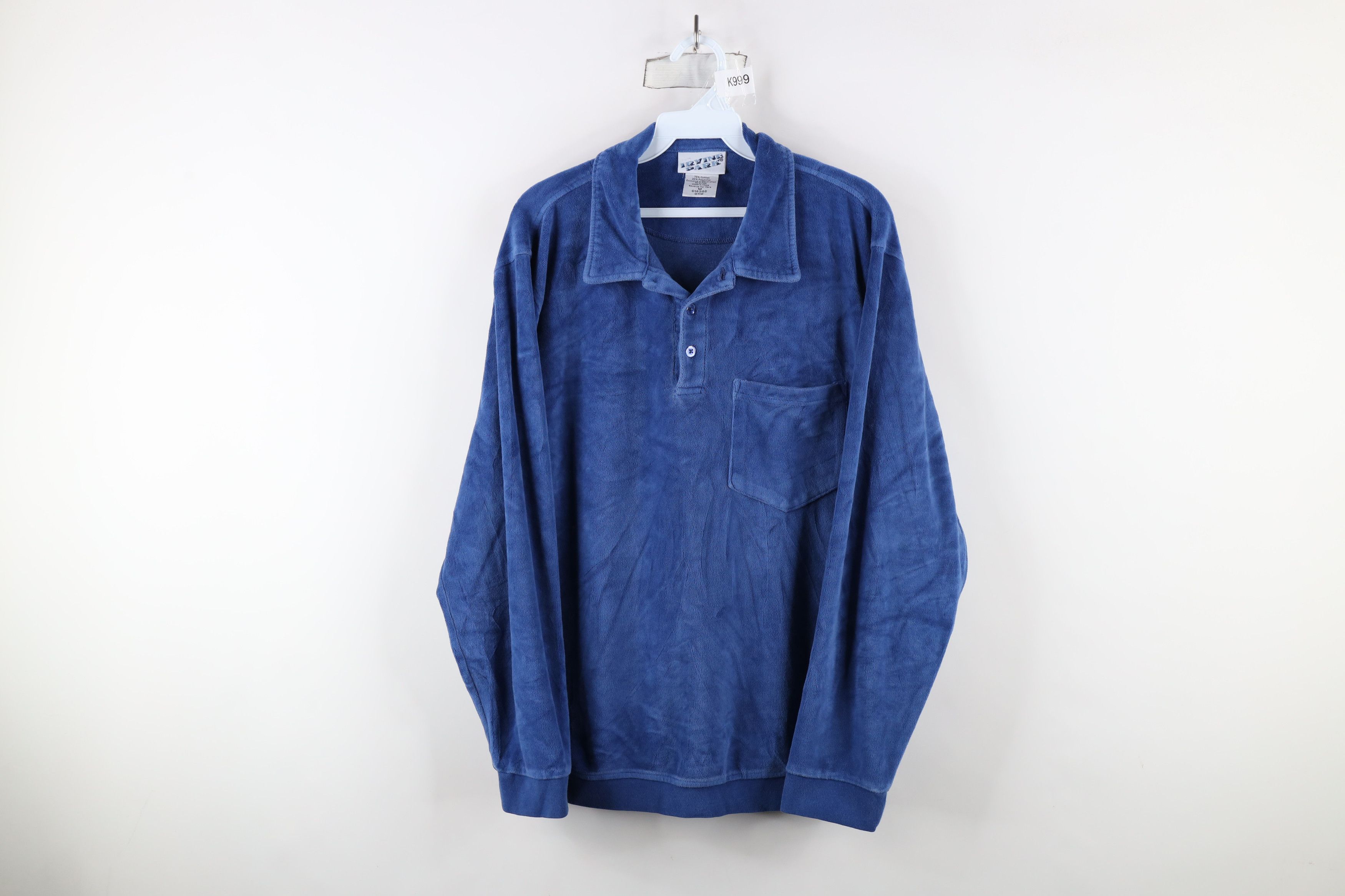 Vintage Vintage 90s Streetwear Velour Collared Pullover Sweater Size US M / EU 48-50 / 2 - 1 Thumbnail