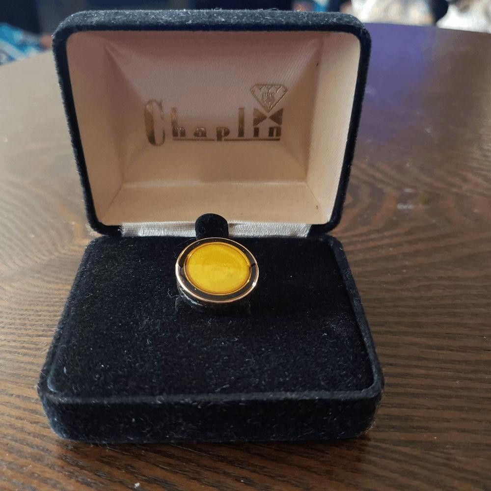 Designer Cuff links Yellow Glass, Gold Tone, Vintage Size ONE SIZE - 4 Thumbnail