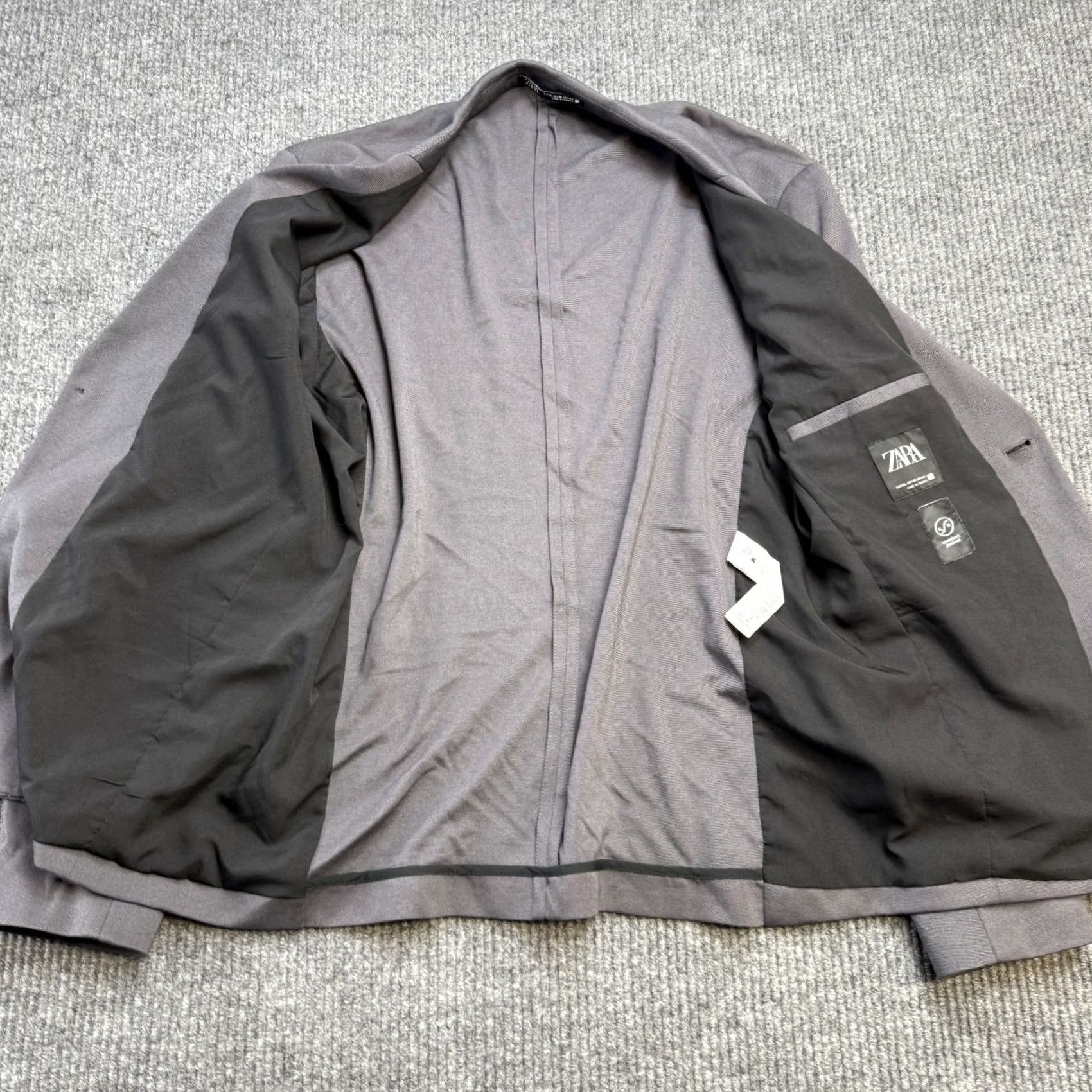 Zara Zara Blazer Mens XL Gray Knit Stretch Notch Lapel Single-Breasted One-Button Two-Button Front Style Athletic Regular Length Jacket Coat Size 46R - 3 Thumbnail