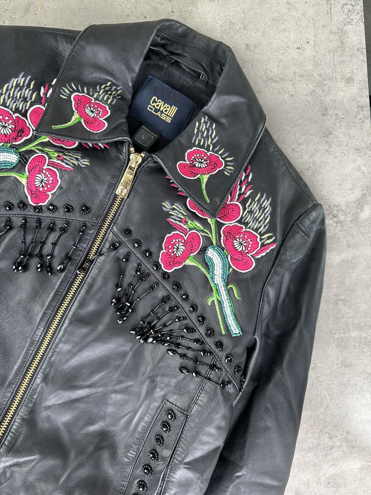 Cavalli Class Cavalli Class Leather Jacket With Embroidery Size S / US 4 / IT 40 - 5 Thumbnail