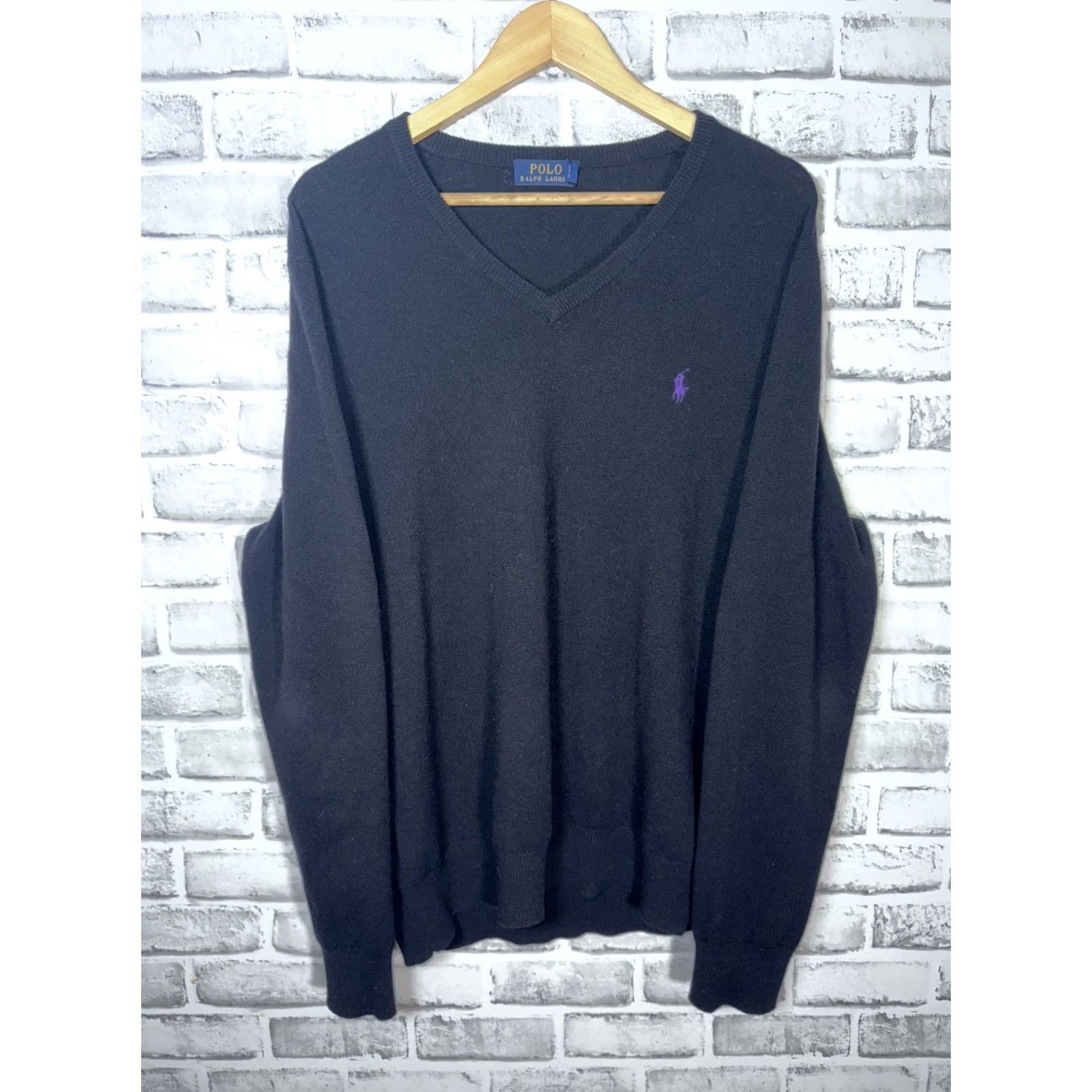 Polo Ralph Lauren Polo Ralph Lauren Merino Wool Black V-Neck Sweater Mens L Size US L / EU 52-54 / 3 - 2 Thumbnail