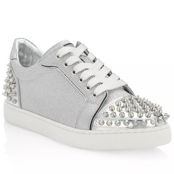 image of Christian Louboutin Vieira 2 Flat Sneakers in Silver, Women's (Size 6)