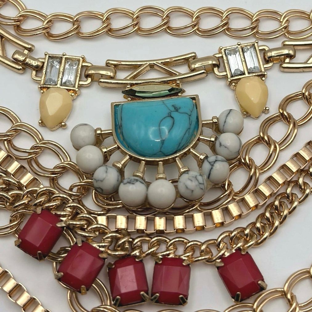 Other Turquoise & Gold Multi Layered Necklace Size ONE SIZE - 2 Thumbnail