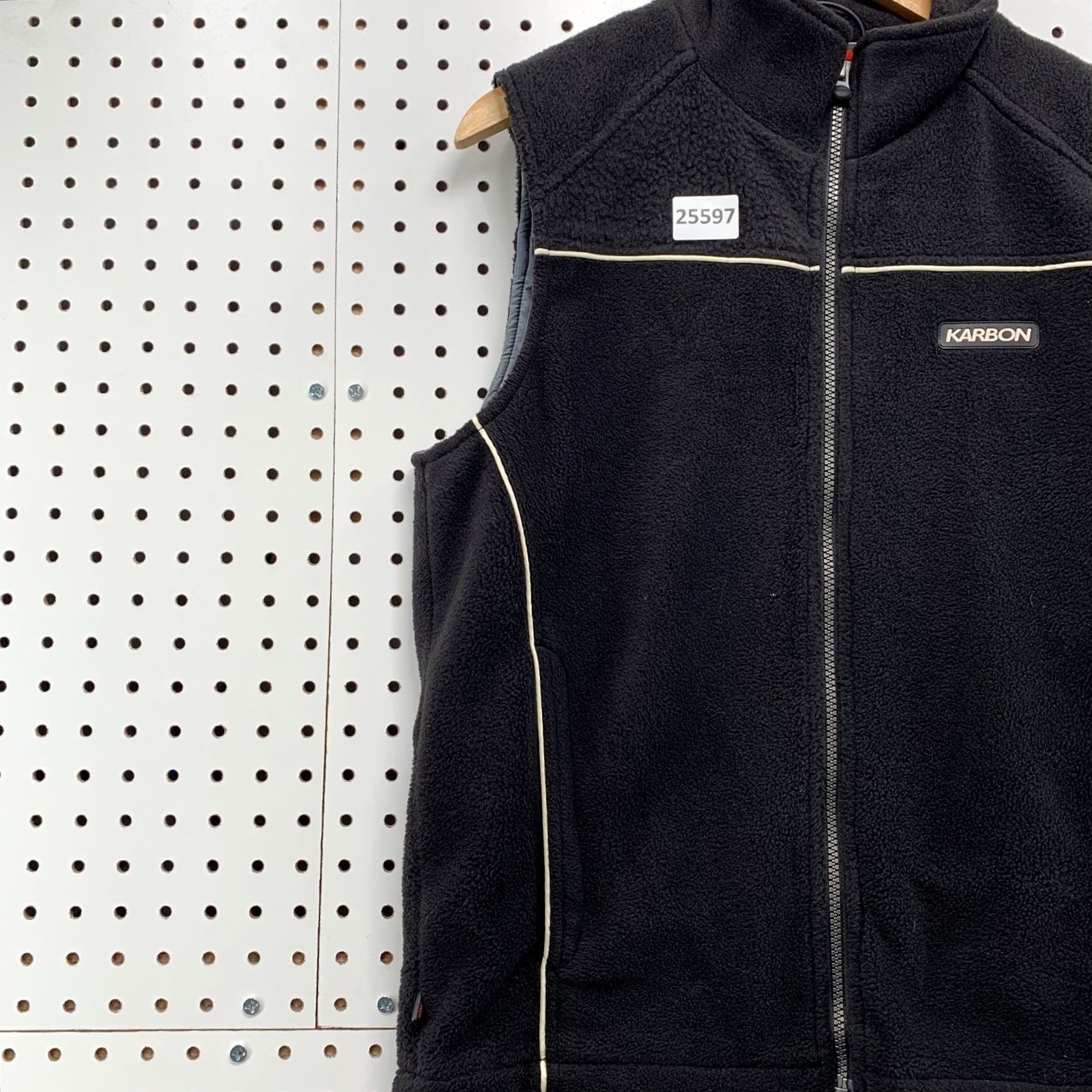 Vintage Karbon Fleece Sherpa Full Zip Vest Jacket Black XS Adult Sleeveless 20.5x25.5 Jacket Men XS Black Fleece Sherpa Full Zip Vest Jacket Size US XS / EU 42 / 0 - 3 Thumbnail