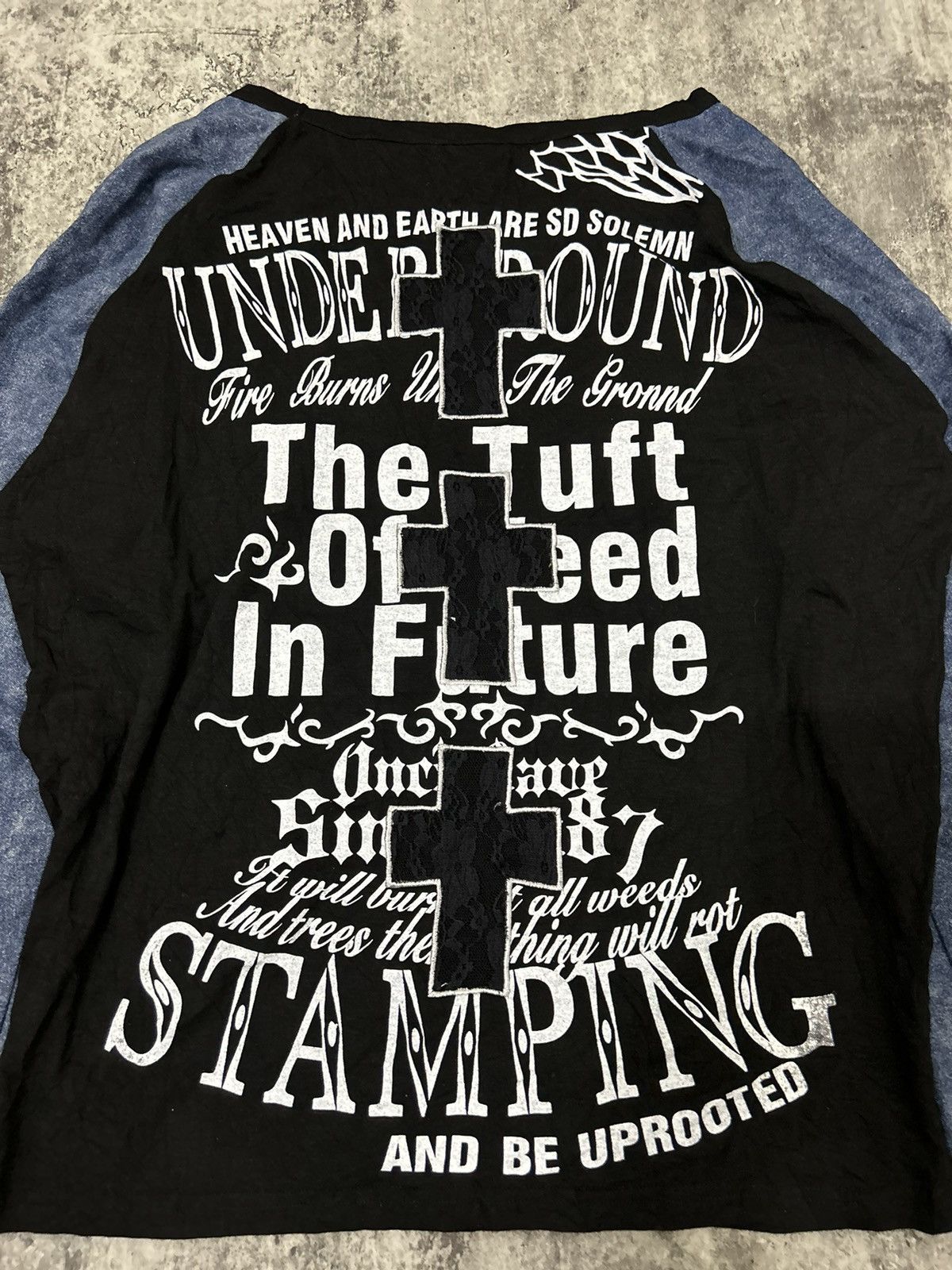 If Six Was Nine × Japanese Brand × Le Grande Bleu (L.G.B.) MKR Japan Skull Mesh Cross Back Design Long Sleeve Tshirt Size US M / EU 48-50 / 2 - 7 Thumbnail