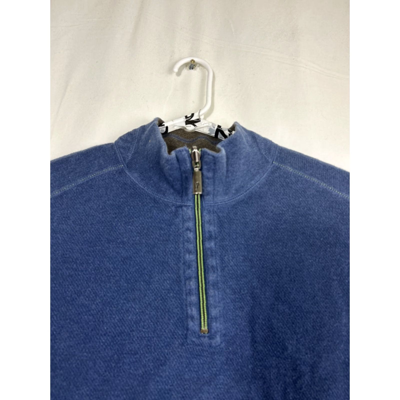 Tommy Bahama VINTAGE Tommy Bahama Mens XL Navy Blue Brown Reversible 1/4 Zip Pullover Sweater Size US XL / EU 56 / 4 - 4 Thumbnail