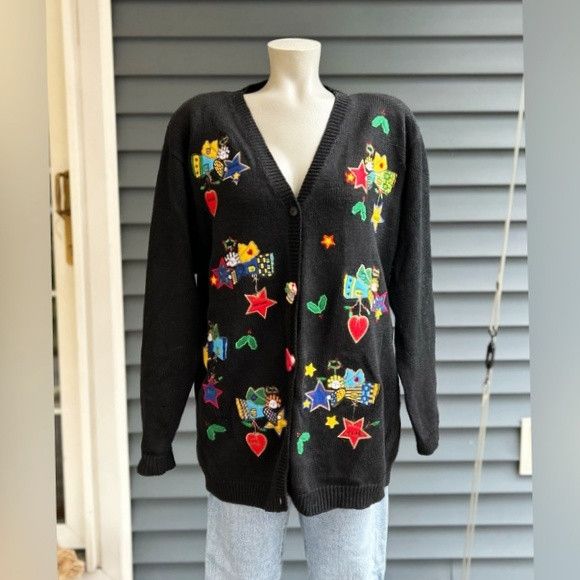 Quacker Factory Vintage Quacker Factory Holiday Christmas Cardigan Sweater Size L / US 10 / IT 46 - 1 Thumbnail