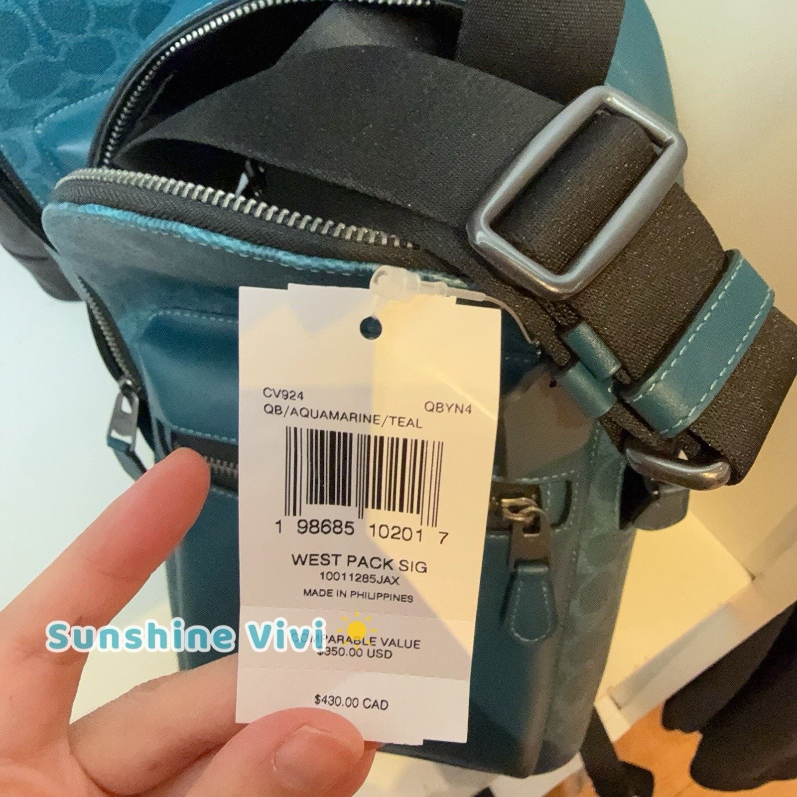 Coach NWT Coach Men West Pack Canvas CV924 Aquamarine/Teal Size ONE SIZE - 6 Thumbnail