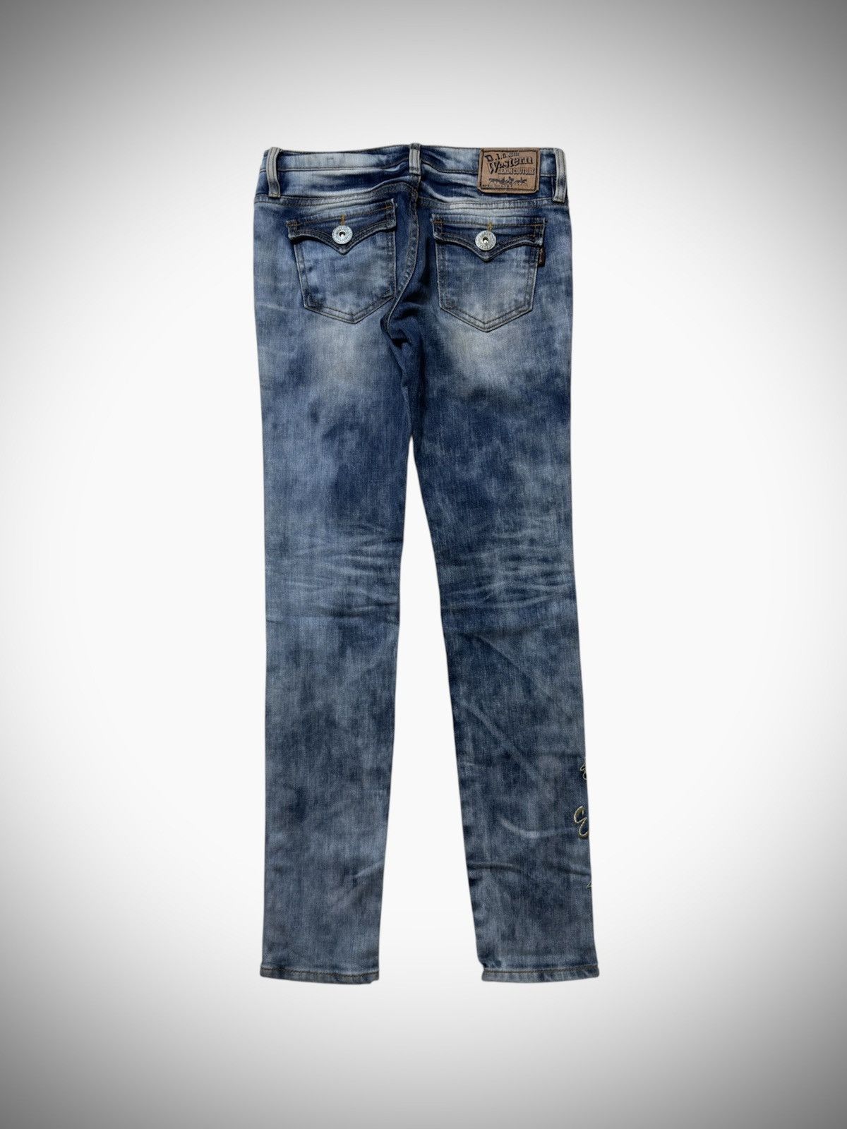 Japanese Brand 2000’s D.I.A - Washed Embroidery Skinny Jeans Size 27" / US 4 / IT 40 - 6 Thumbnail