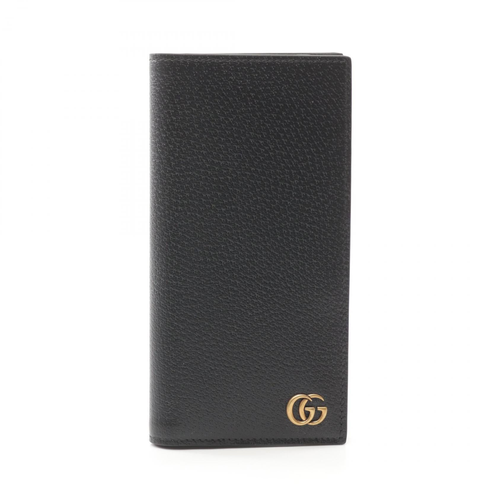 Gucci Gucci Double G Bi-Fold Long Wallet Leather Black Size ONE SIZE - 1 Thumbnail