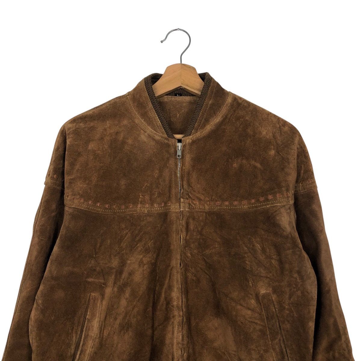 Japanese Brand 90s Suede Genuine Leather MA-1 Style Bomber Issey Miyake Size US L / EU 52-54 / 3 - 4 Thumbnail