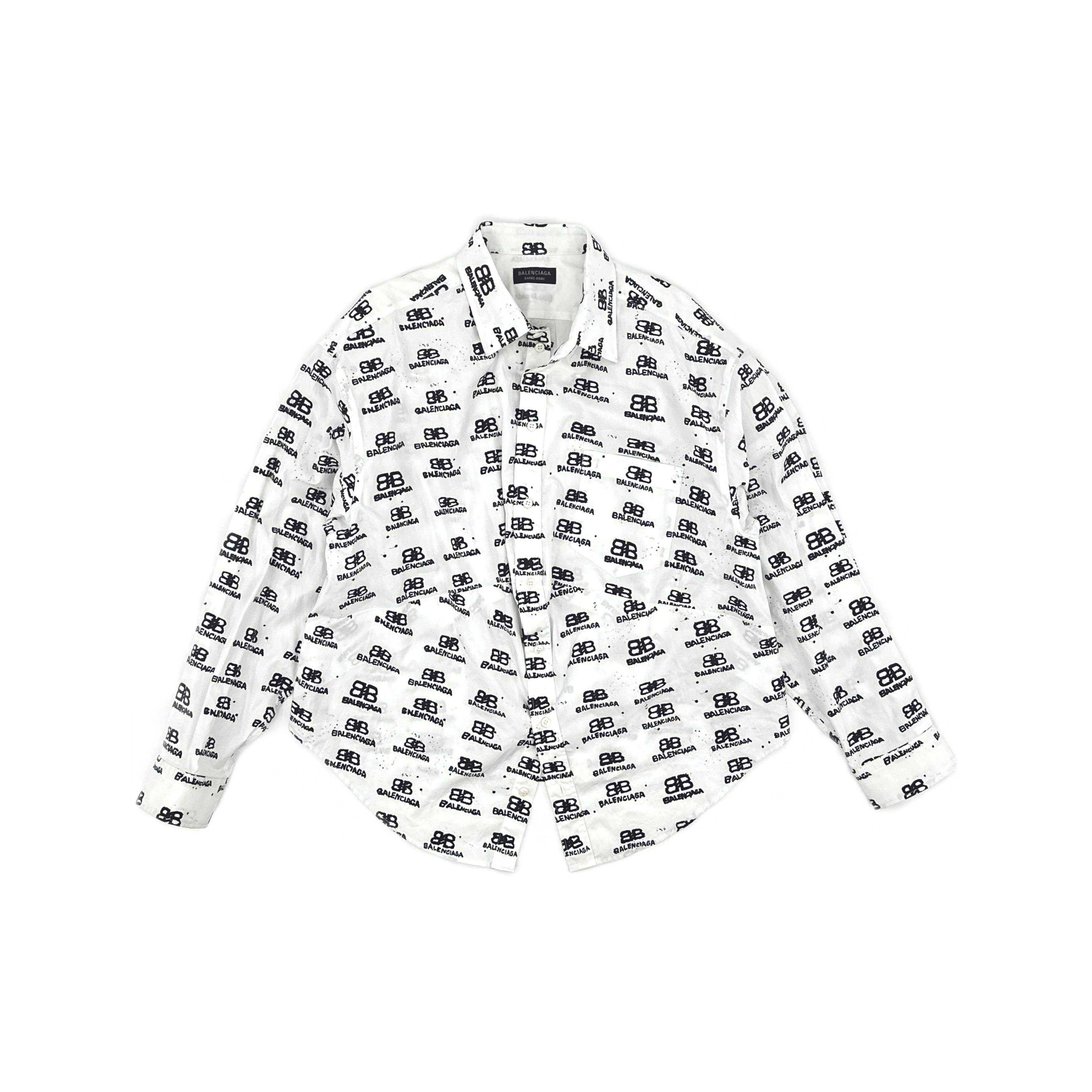 Balenciaga Balenciaga All-over Logo Print Shirt Size FR 34 Size XS / US 0-2 / IT 36-38 - 1 Thumbnail